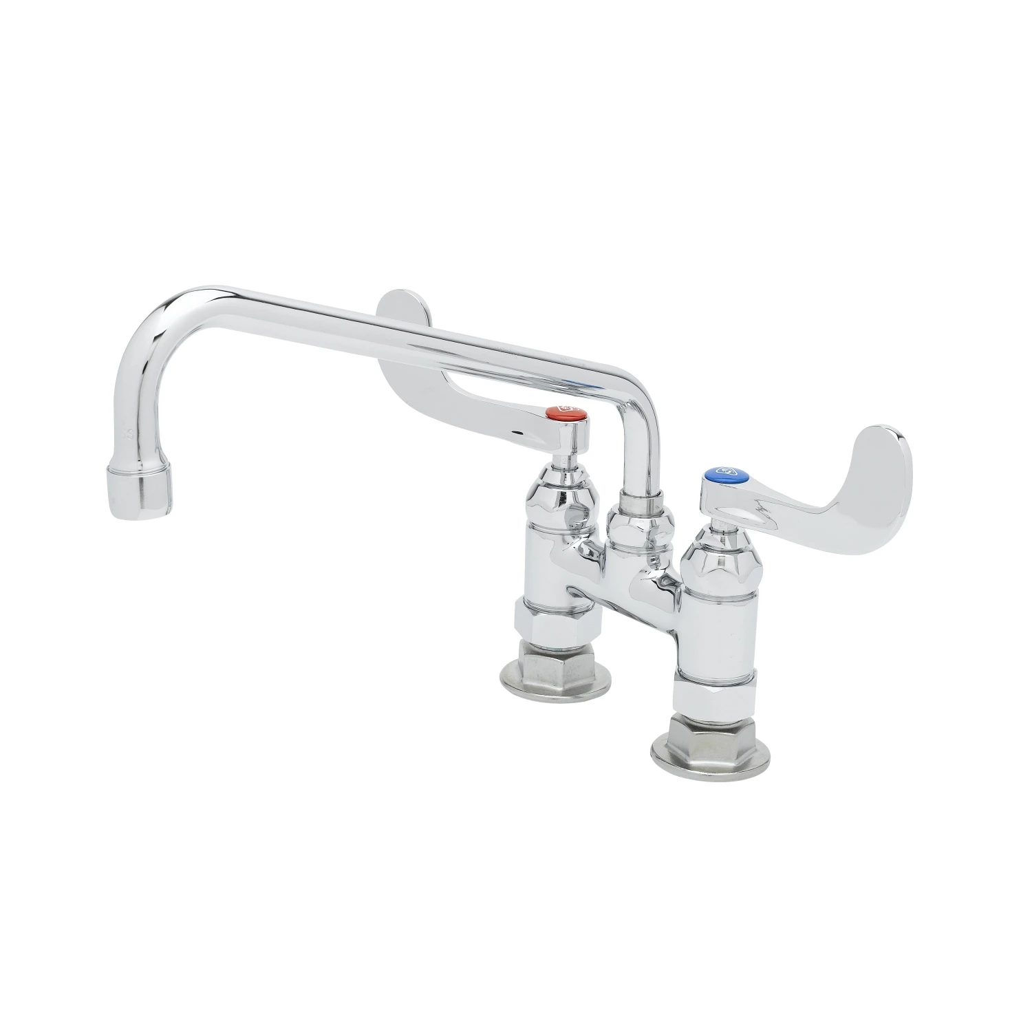 T&S Brass Mixing Faucet, 4" Deck Mount, Eterna Cartridges, 4" Wrist Handles, 10" Swing Nozzle