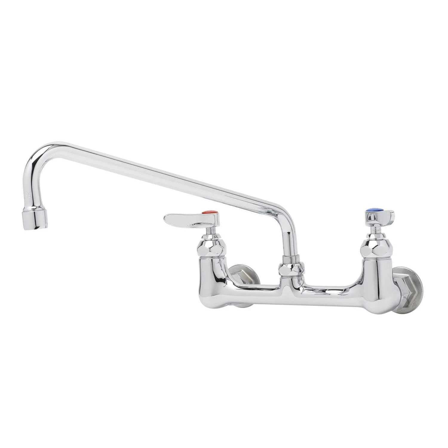 T&S Brass Double Pantry Faucet, Wall Mount, 8" Centers, 12" Swing Nozzle with 0.5 gpm VR Non-Aerated Spray Device