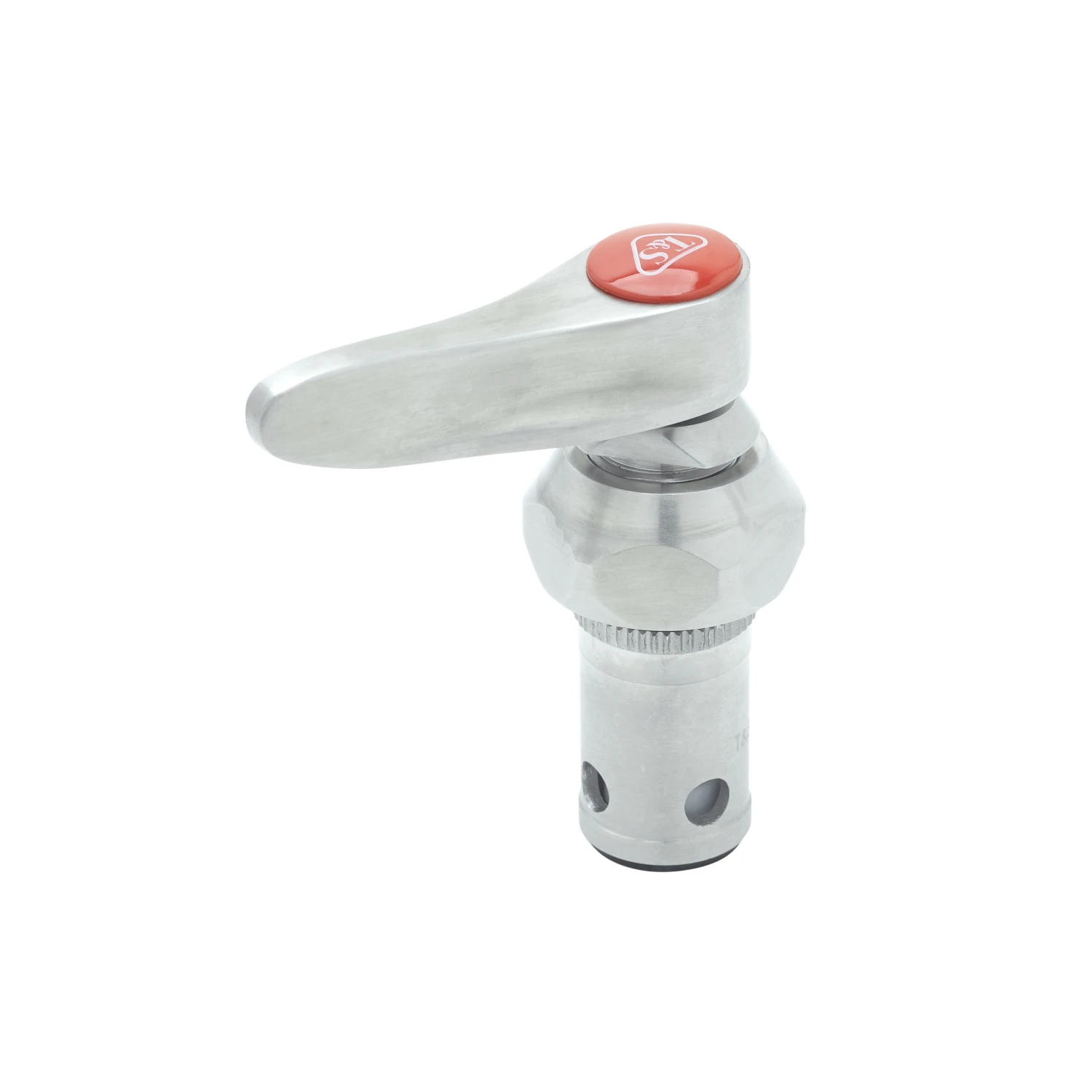 T&S Brass Quarter-Turn Stainless Steel Eterna Cartridge, LTC with Spring Check, Stainless Steel Lever Handle, Index (Red), Screw and Bonnet