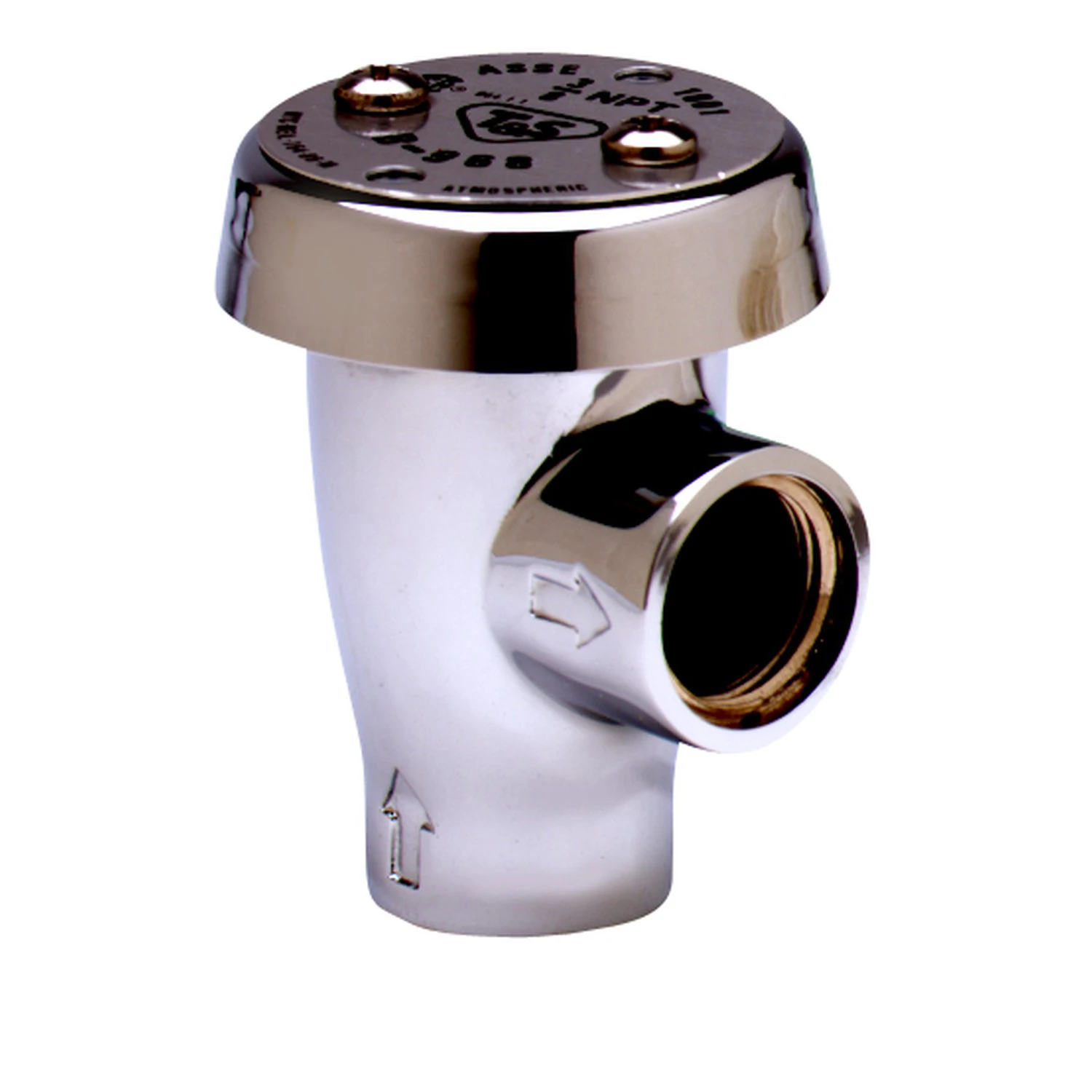 T&S Brass Vacuum Breaker, 3/8" NPT Inlet & Outlet, Atmospheric, Polished Chrome Finish