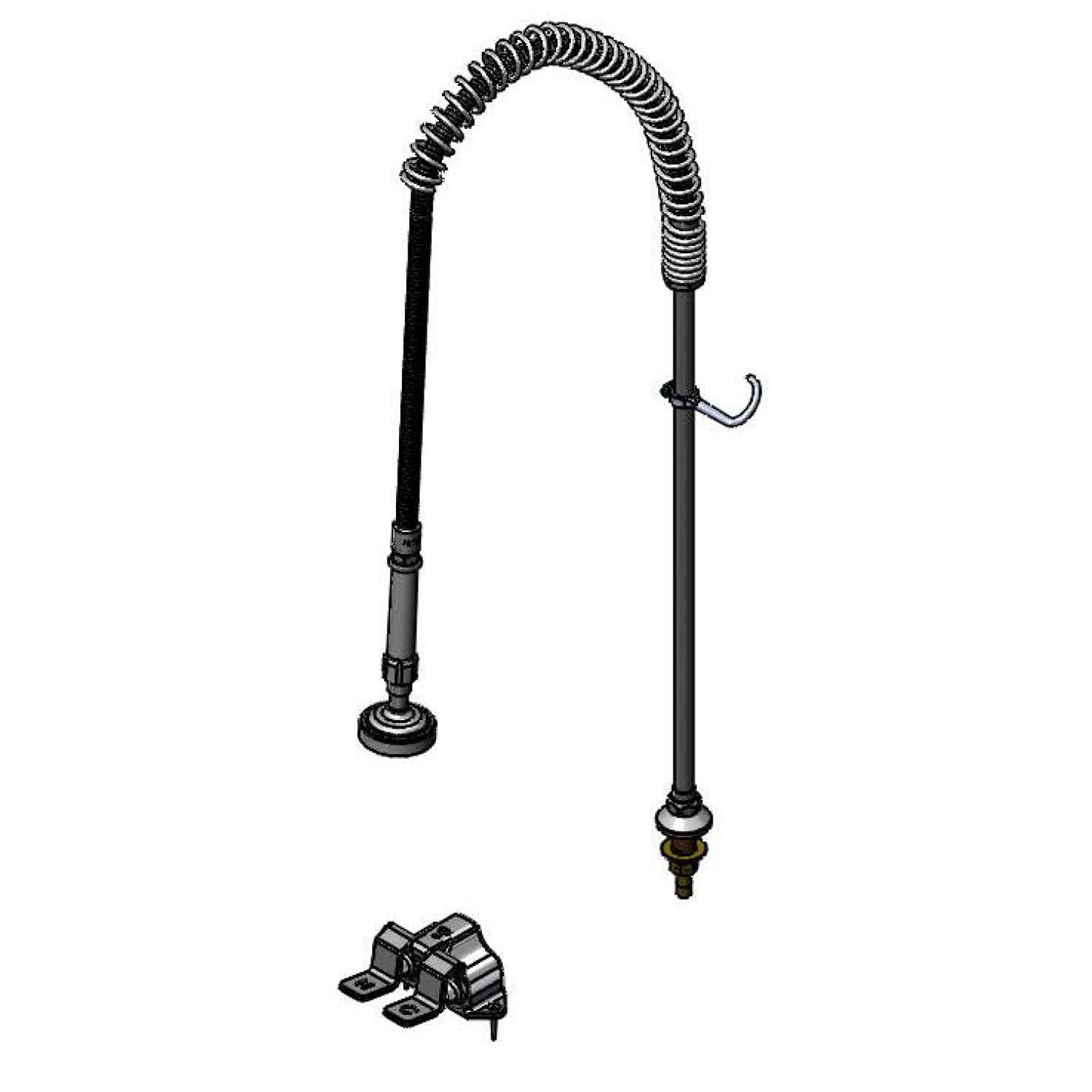 T&S Brass Pre-Rinse Riser Assembly, Spring Action, Double Pedal Valve (B-0502)