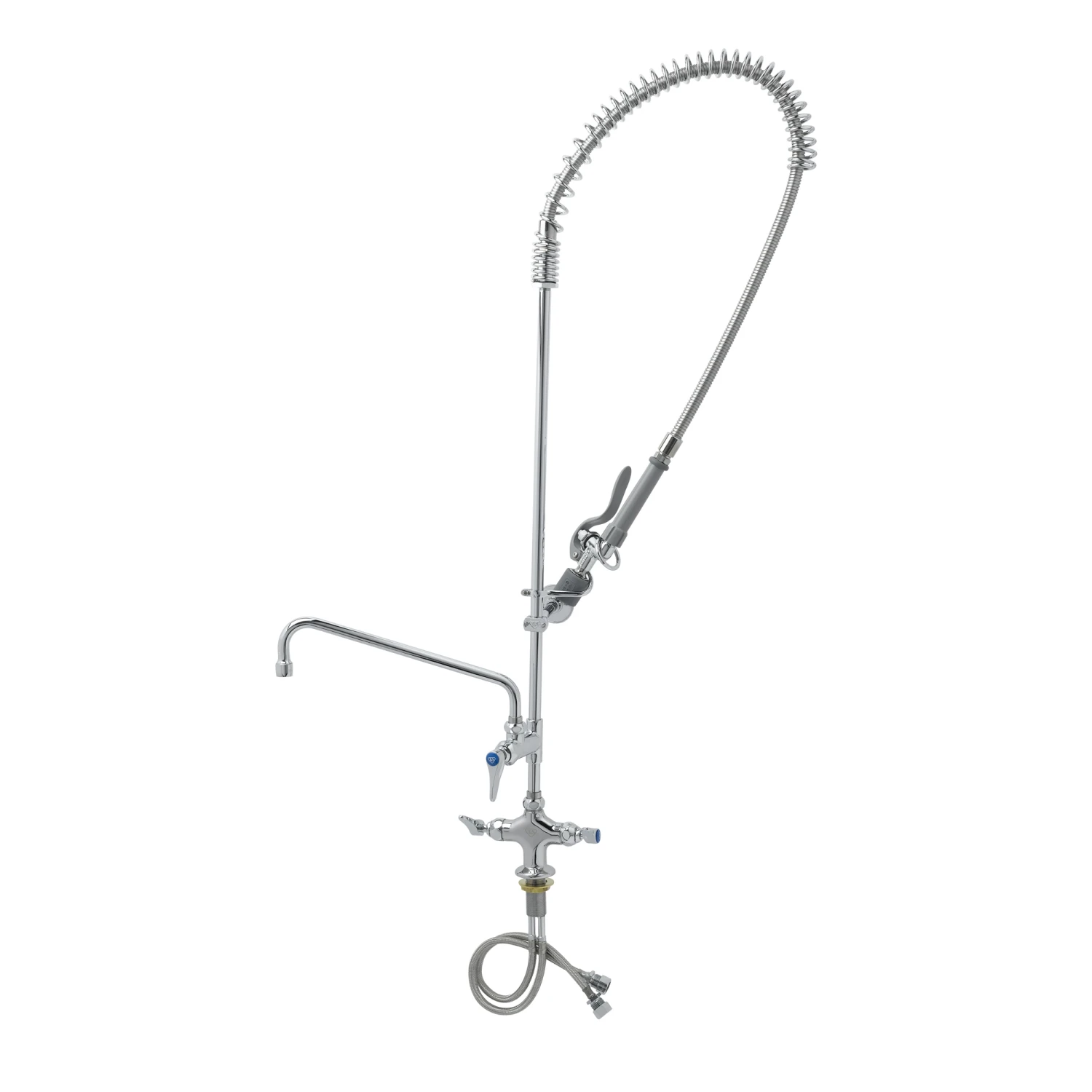 T&S Brass EasyInstall Pre-Rinse, Single Hole Base, 12" Add-On Faucet, B-0107-J, Wall Bracket