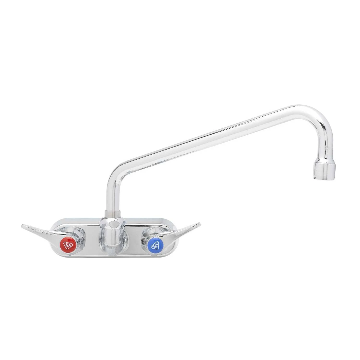 T&S Brass 4" Workboard Faucet, Wall Mount, Ceramas w/ Check Valves, 10" Swing Nozzle, Lever Handles