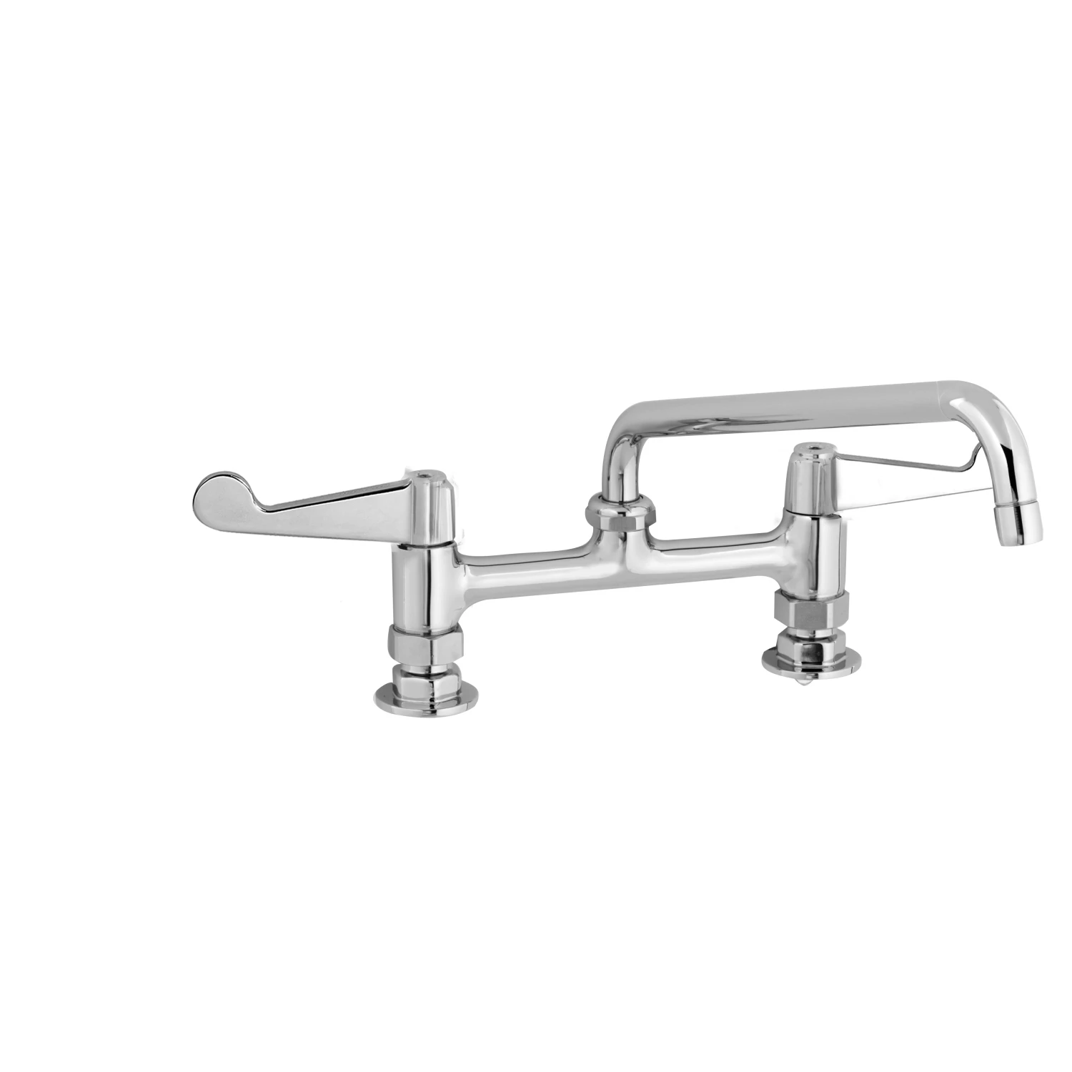 T&S Brass equip 8" Deck Mount Faucet, Wrist Handles, 8" Swing Nozzle & 1/2" NPT Supply Nipple Kit