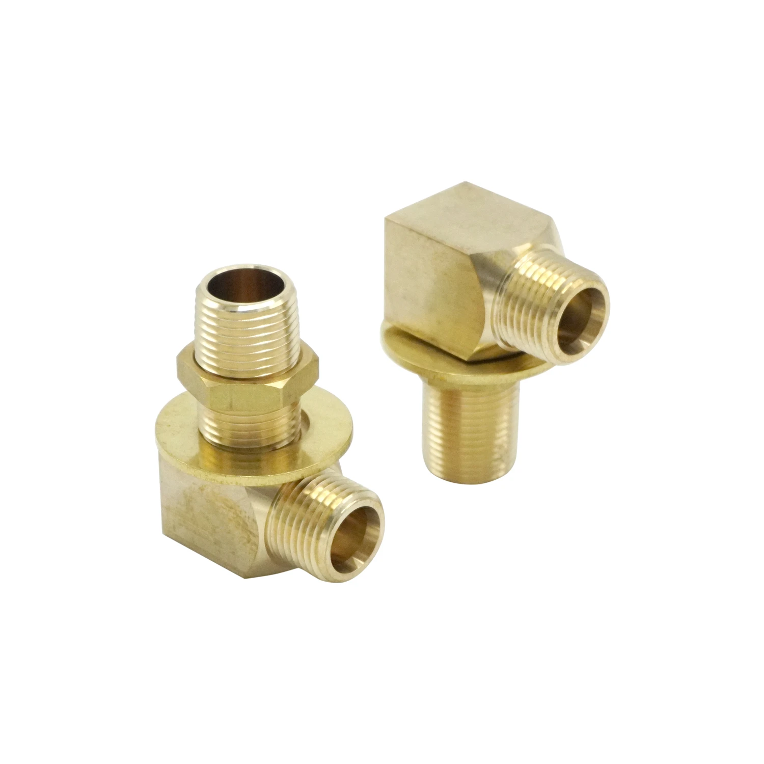 T&S Brass Installation Kit, 1/2" NPT Nipple, Lock Nut & Washer, Short Elbow (1/2" NPT Female x Male) (Two Sets Included per Kit)