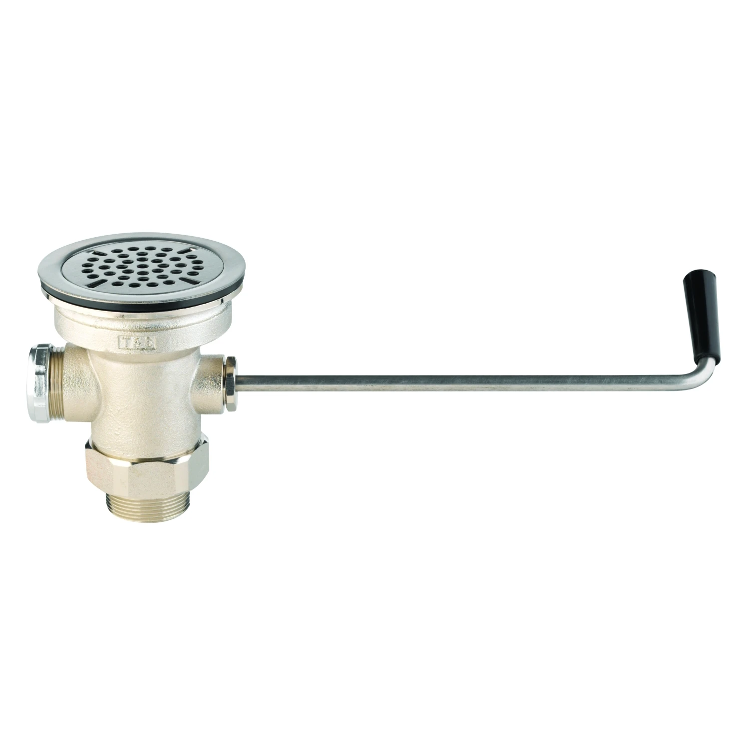 T&S Brass Waste Drain Valve, Twist Handle, 3-1/2" x 2" & 1-1/2" Adapter & Removable Strainer Basket