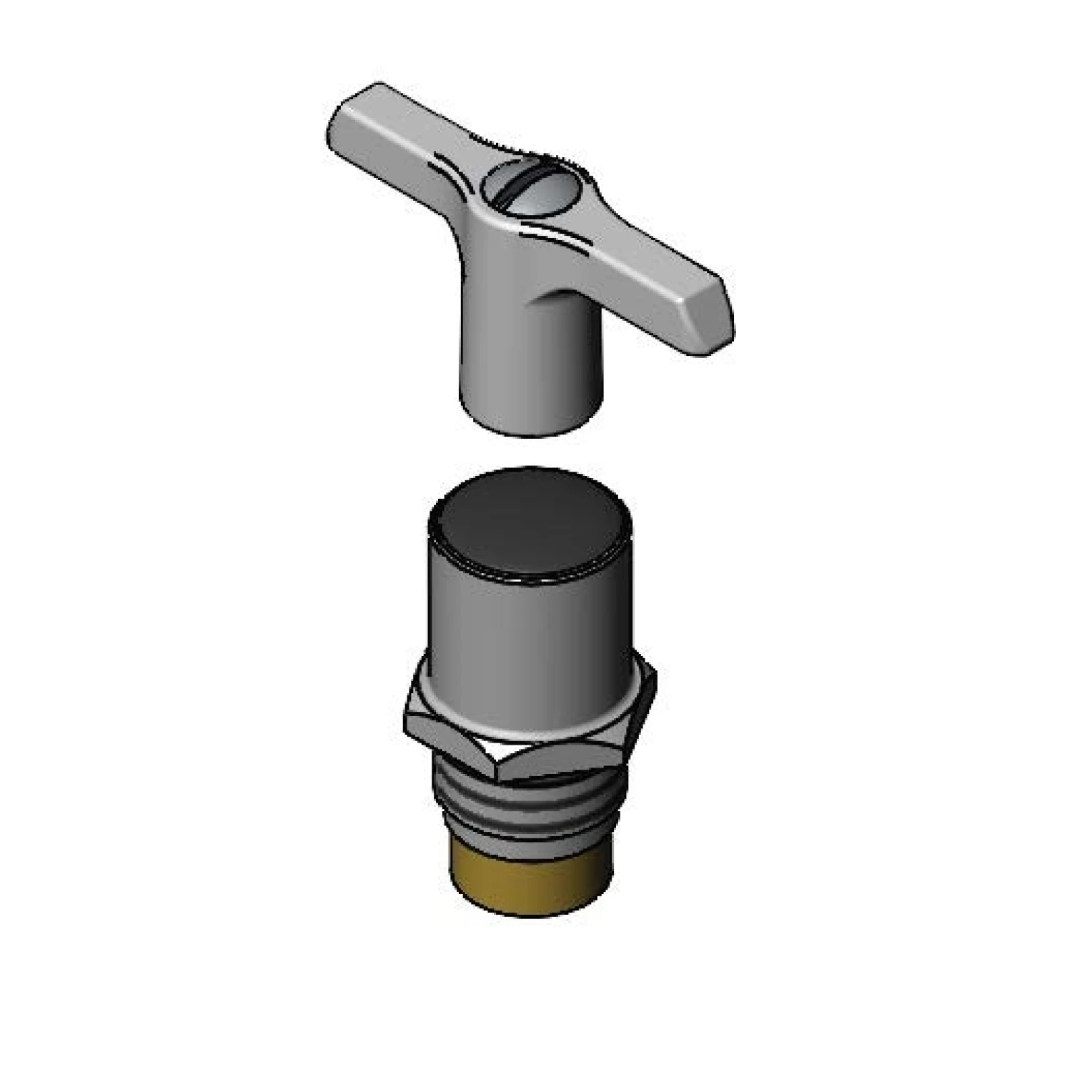 T&S Brass Service Stop Spindle Assembly, Black Cap, T-Handle & Screw ( T-Handle & Screw Included )