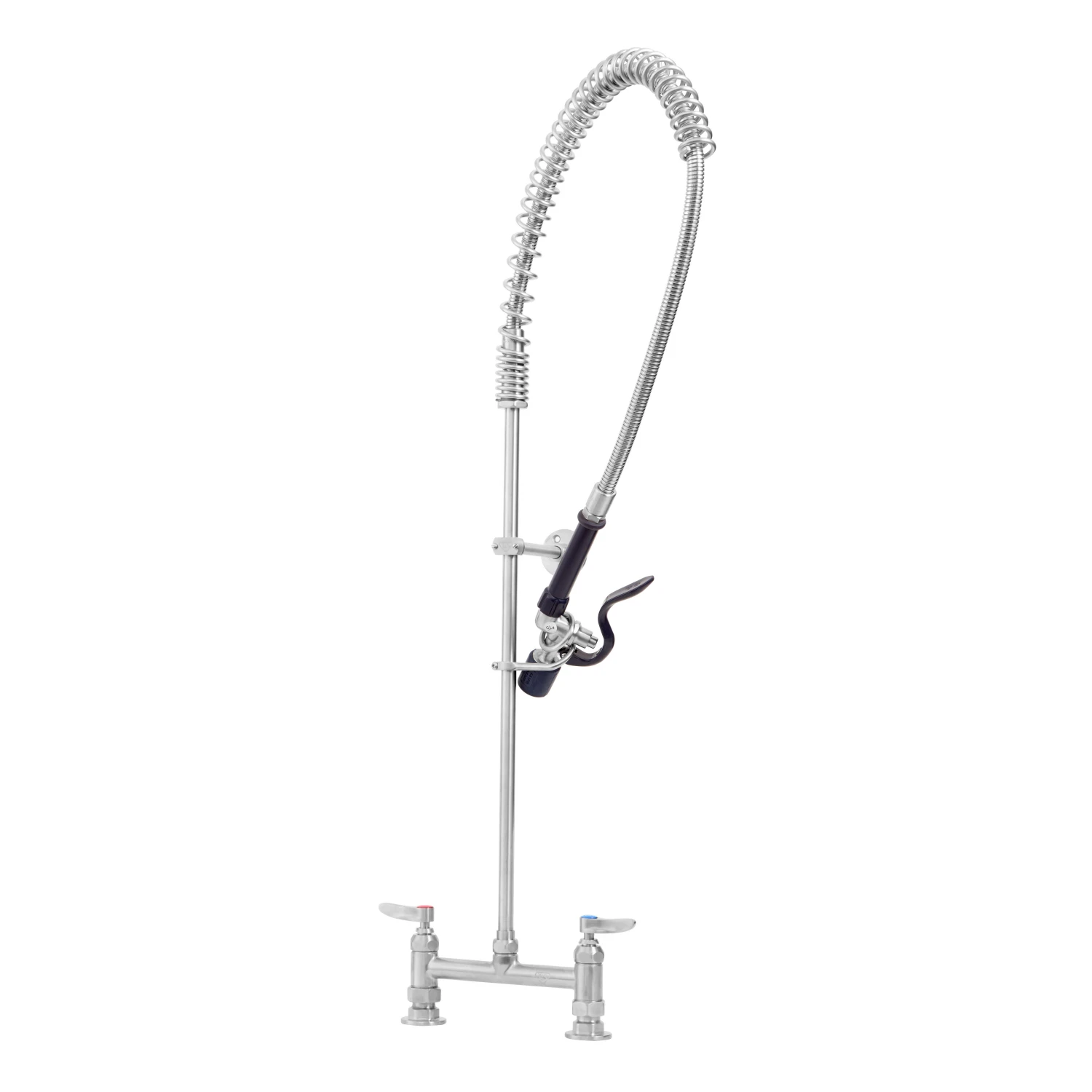 T&S Brass EverSteel Stainless Steel EasyInstall Pre-Rinse 8" Deck Mount, Cerama w/ CV, S-0107-J & 6" Wall Bracket