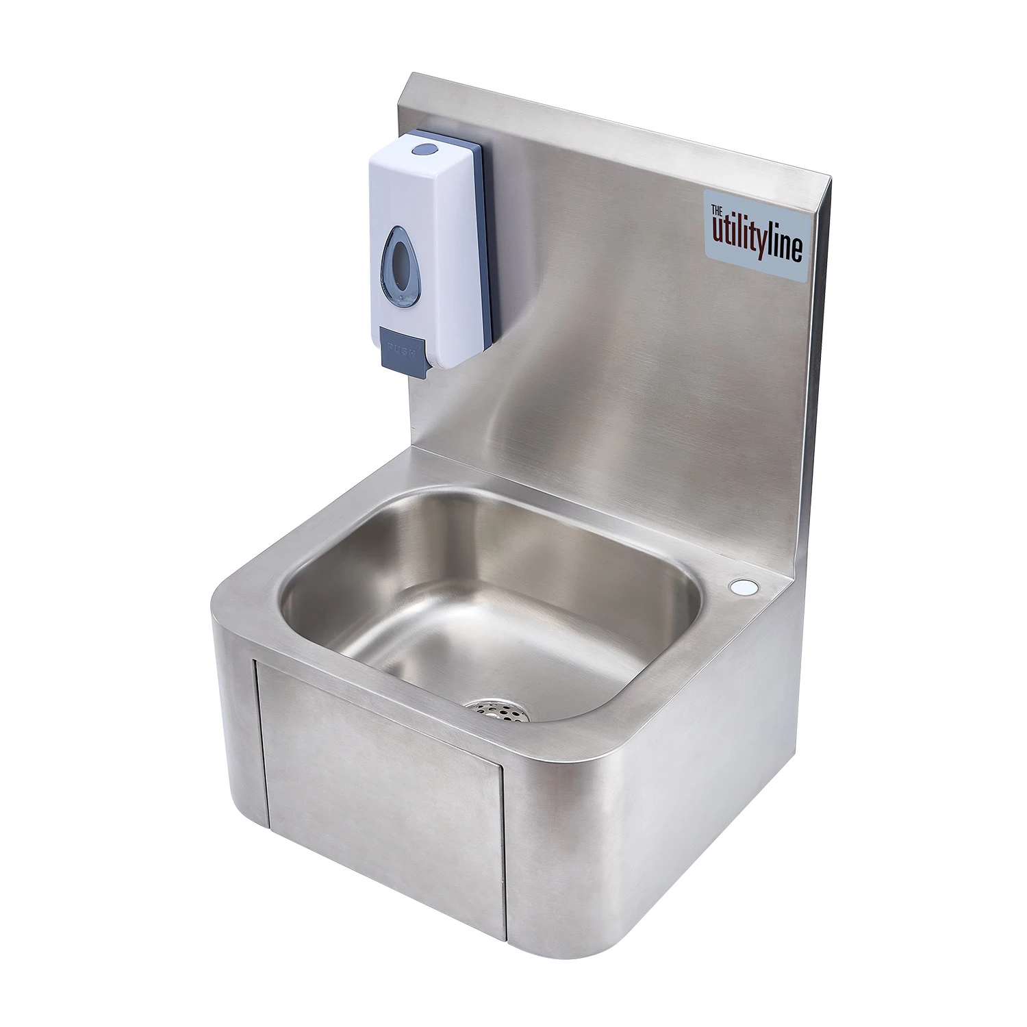 T&S Brass UtilityLine Handsink Assembly, w/ Knee Plate Valve, Backsplash, Soap Dispenser, Plastic Drain Kit And Mixing Valve