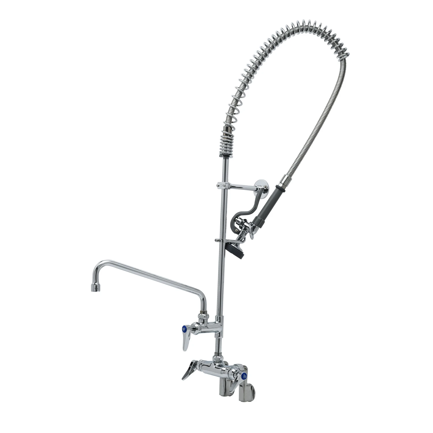 T&S Brass Pre-Rinse Unit, Wall Mount, Adjustable Centers, Ceramas, 44" Hose, B-0107 Spray Valve, 12" ADF Nozzle, Wall Bracket