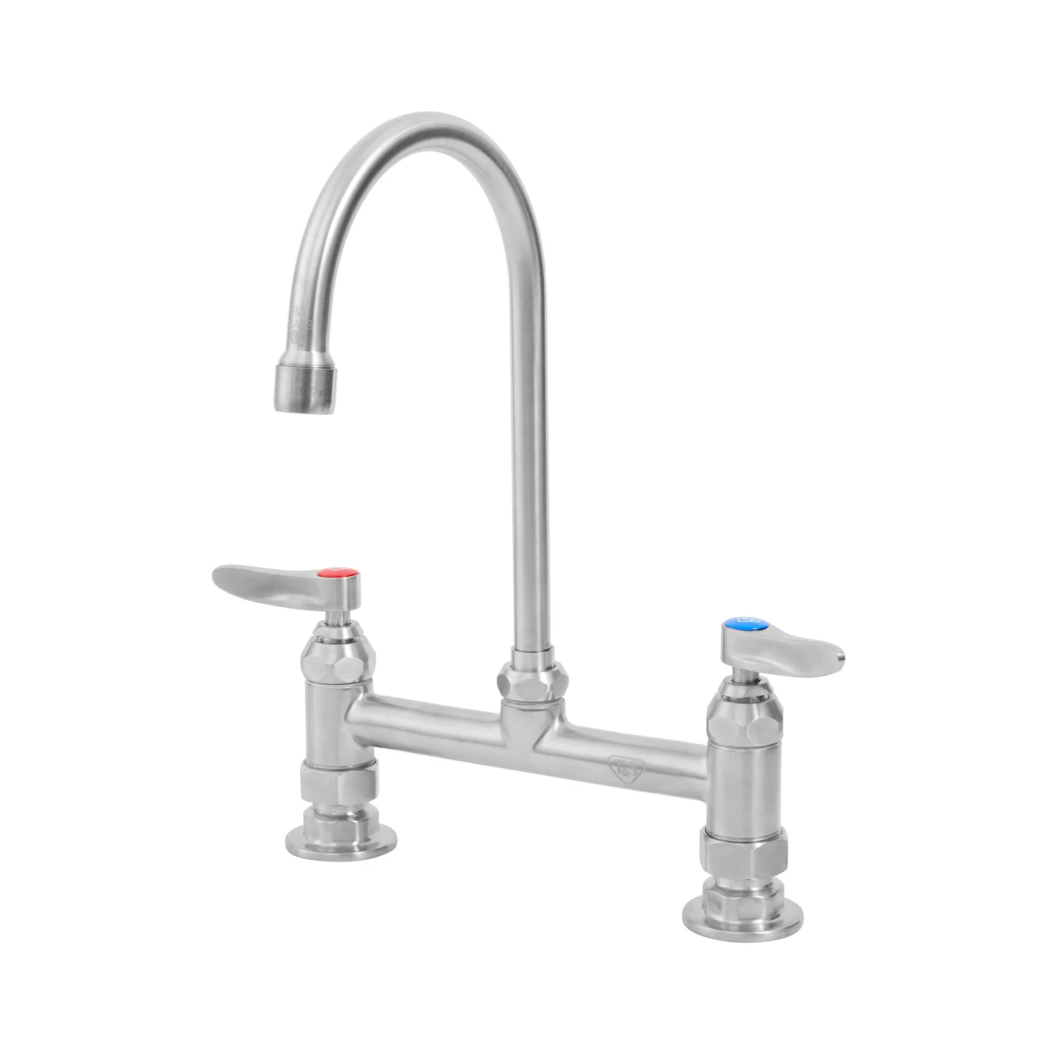 T&S Brass EverSteel Stainless Steel Double Pantry Faucet, 8" Deck Mount, Cerama Cartridges w/ CV, Swivel/Rigid Gooseneck, Lever Handles