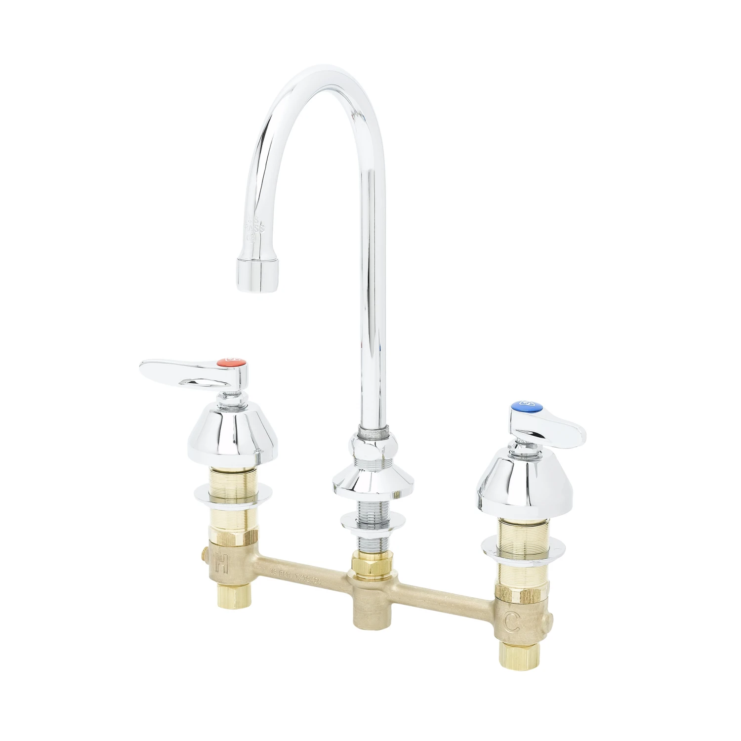 T&S Brass Lav Faucet, Concealed Bdy, 8" Centers, QT Eterna Cart, Lever Handles, Rigid/Swivel GN