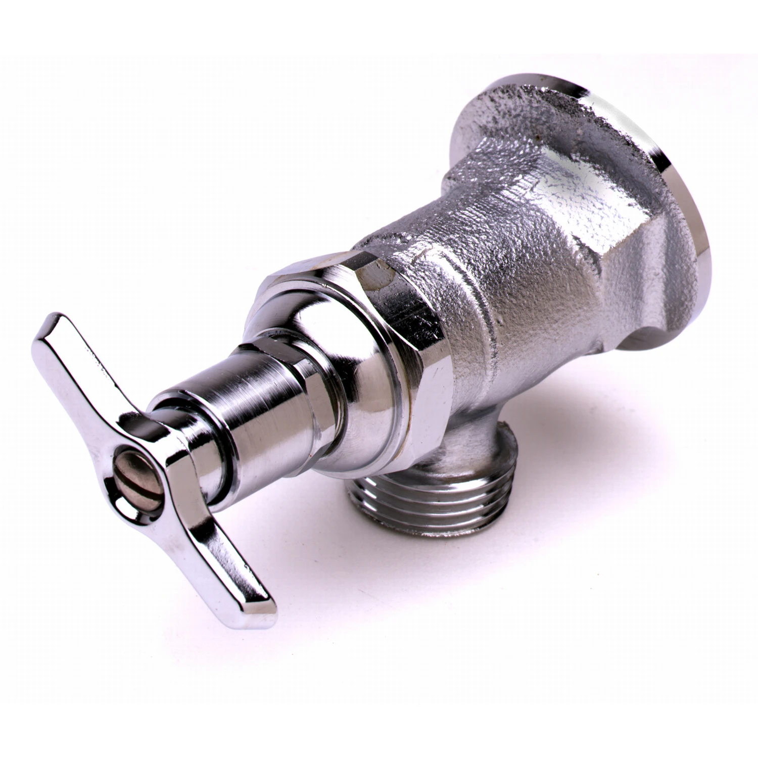 T&S Brass Sill Faucet, 1/2" NPT Female Flanged Inlet, 3/4" Garden Hose Threads, Rough Chrome Finish