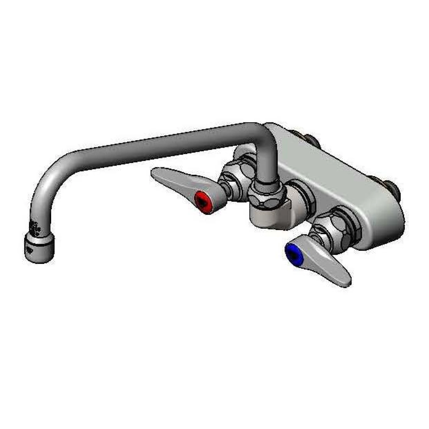T&S Brass Workboard Faucet, Wall Mount, 3-1/2" Centers, 10" Swing Nozzle, Lever Handles