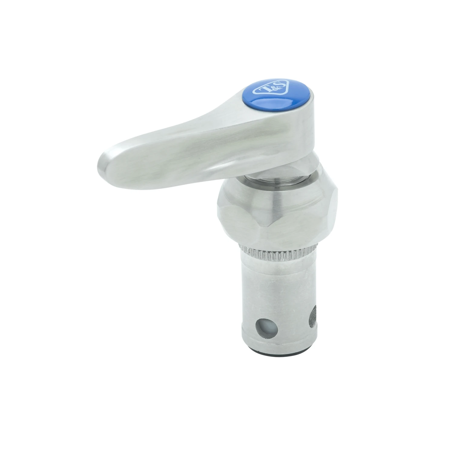 T&S Brass Quarter-Turn Stainless Steel Eterna Cartridge, RTC with Spring Check, Stainless Steel Lever Handle, Index (Blue), Screw and Bonnet