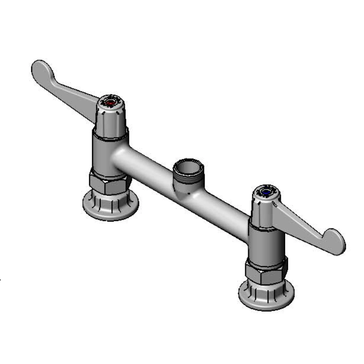 T&S Brass equip 8" Deck Mount Faucet, 4" Handles, Swivel Outlet, Less Nozzle, Supply Nipple Kit