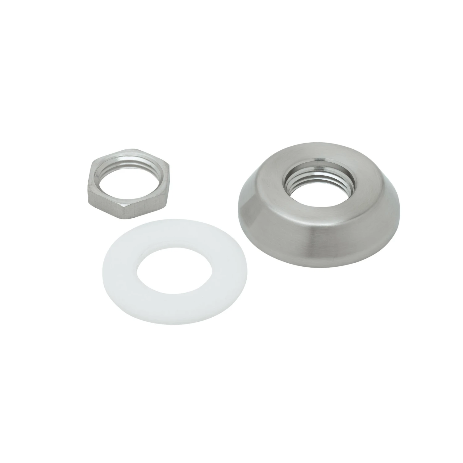 T&S Brass Adjustable Stainless Steel Slip Deck Flange with Delrin Washer and Stainless Steel Hex Nut