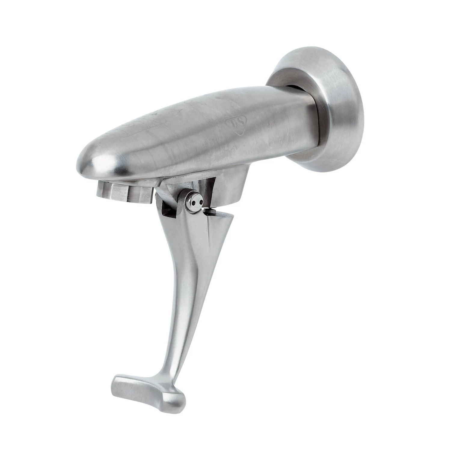 T&S Brass Wall Mount Stainless Steel Glass Filler, Push Back Design, SS VR Self-Closing Arm, Adjustable Stainless Steel Wall Flange