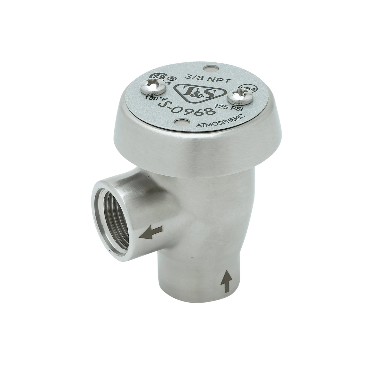 T&S Brass Stainless Steel Vacuum Breaker, 3/8" NPT Inlet & Outlet, Atmospheric