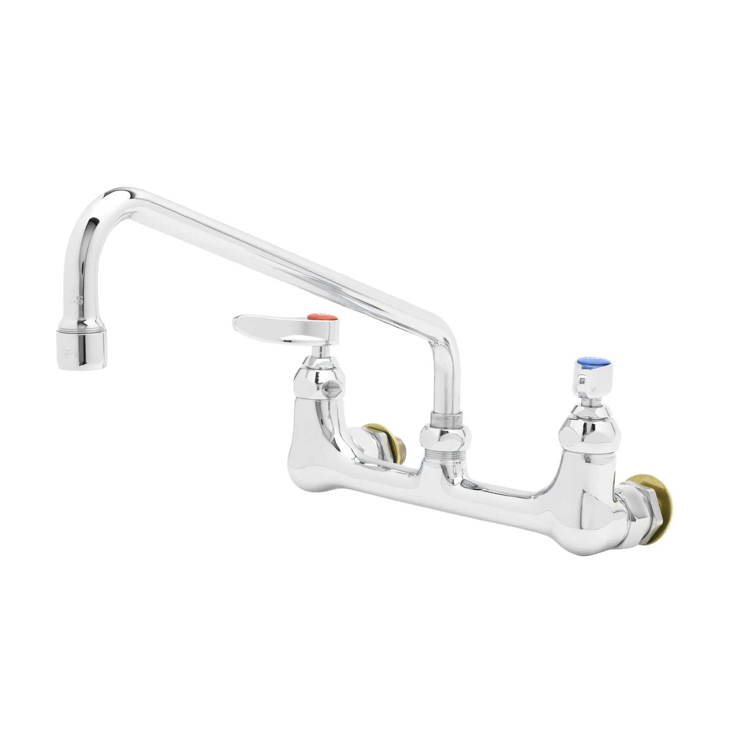 T&S Brass Double Pantry Faucet, Wall Mount, 8" Center, 12" Swing Nozzle (062X), 1/2"NPT Male Inlets