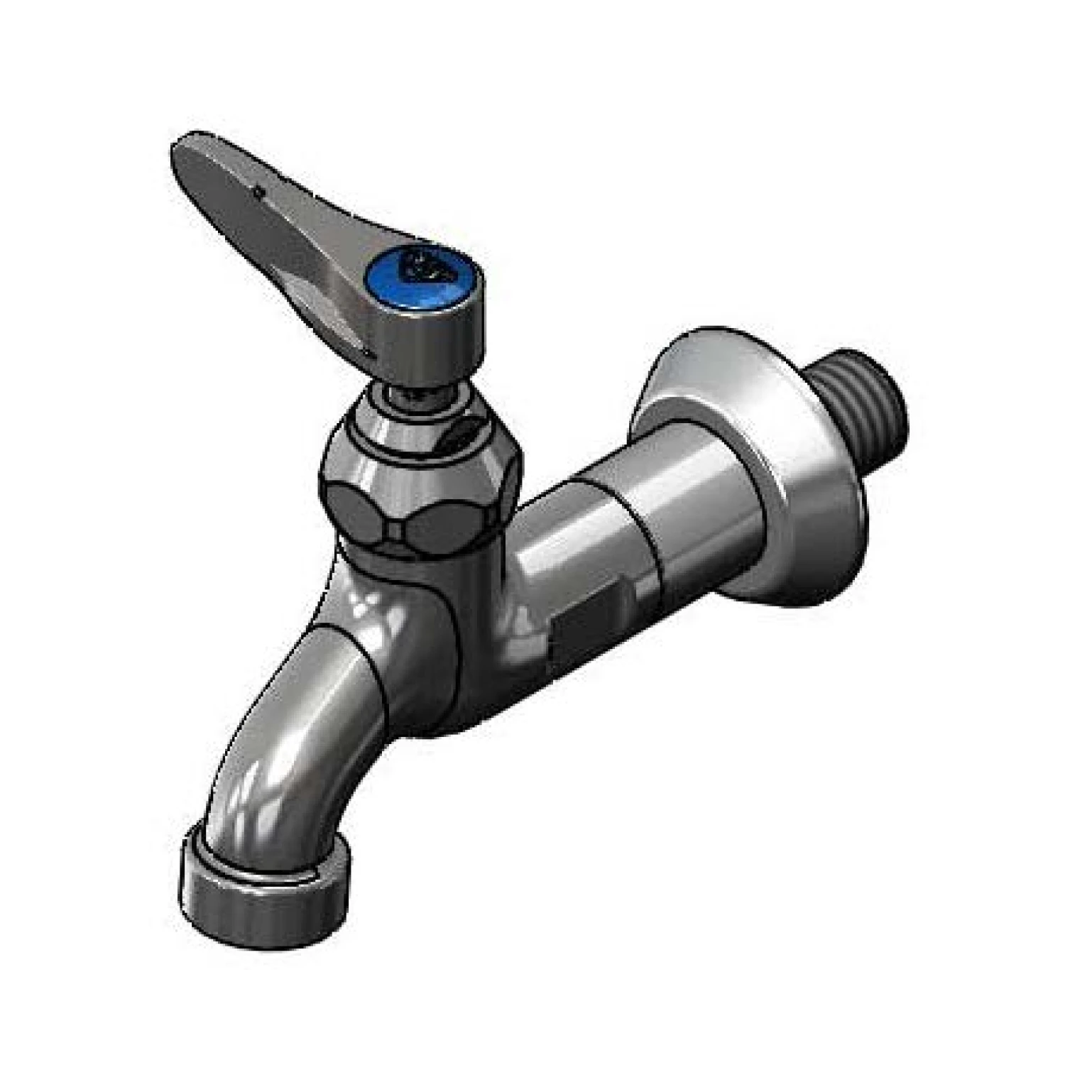 T&S Brass Sill Faucet, 1/2" NPT Male Inlet, Lever Handle, Plain Outlet, Adjustable Flange