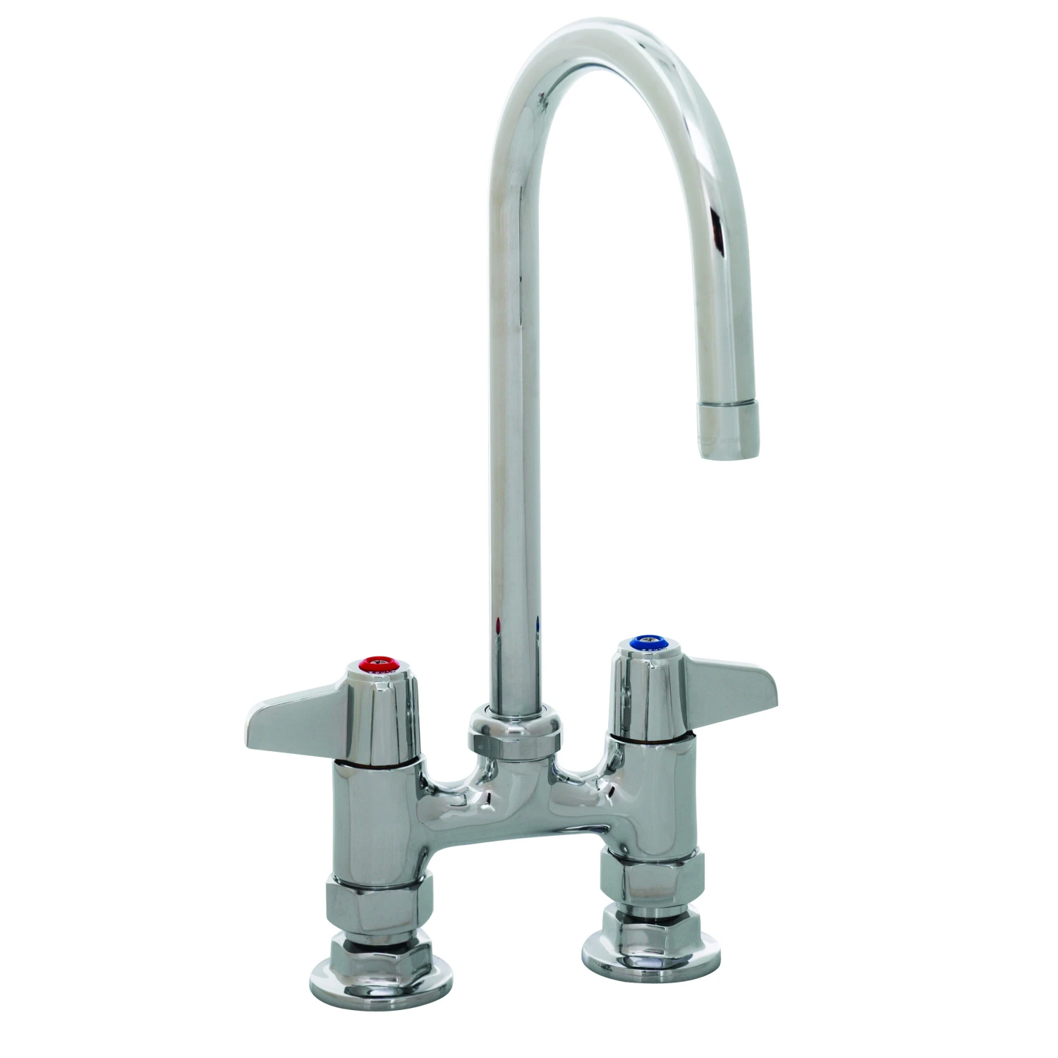 T&S Brass Faucet, Deck Mount, 4" Centers, 5-1/2" Swivel Gooseneck