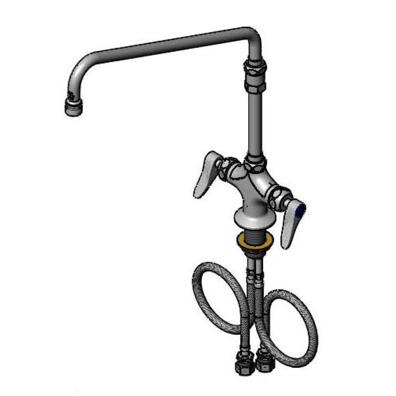 T&S Brass Double Pantry Faucet w/ Ceramas, 14" Swivel Nozzle