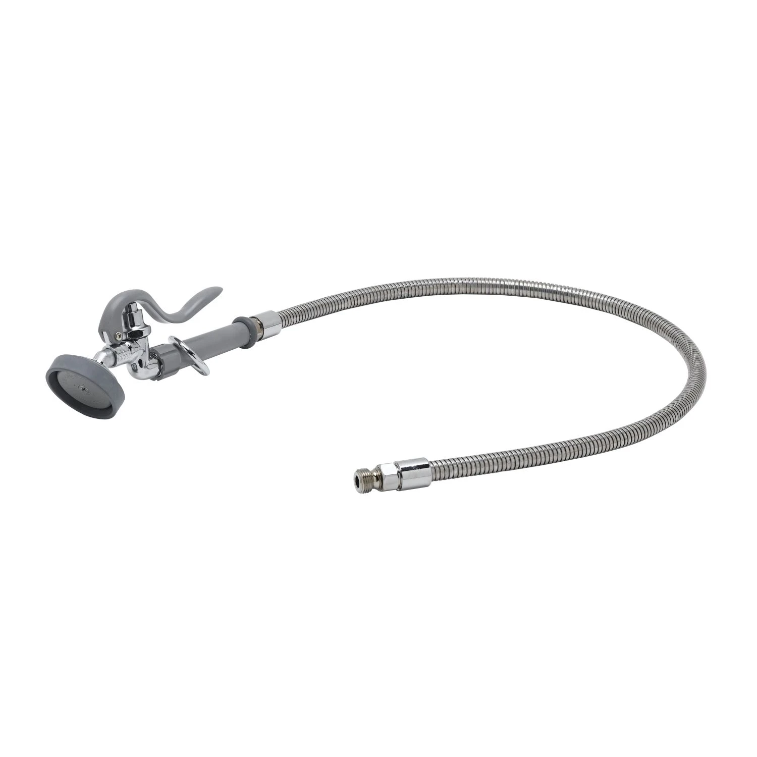 T&S Brass Spray Assembly, 44" Flex Stainless Steel Hose, Self-Closing Angled Spray Valve
