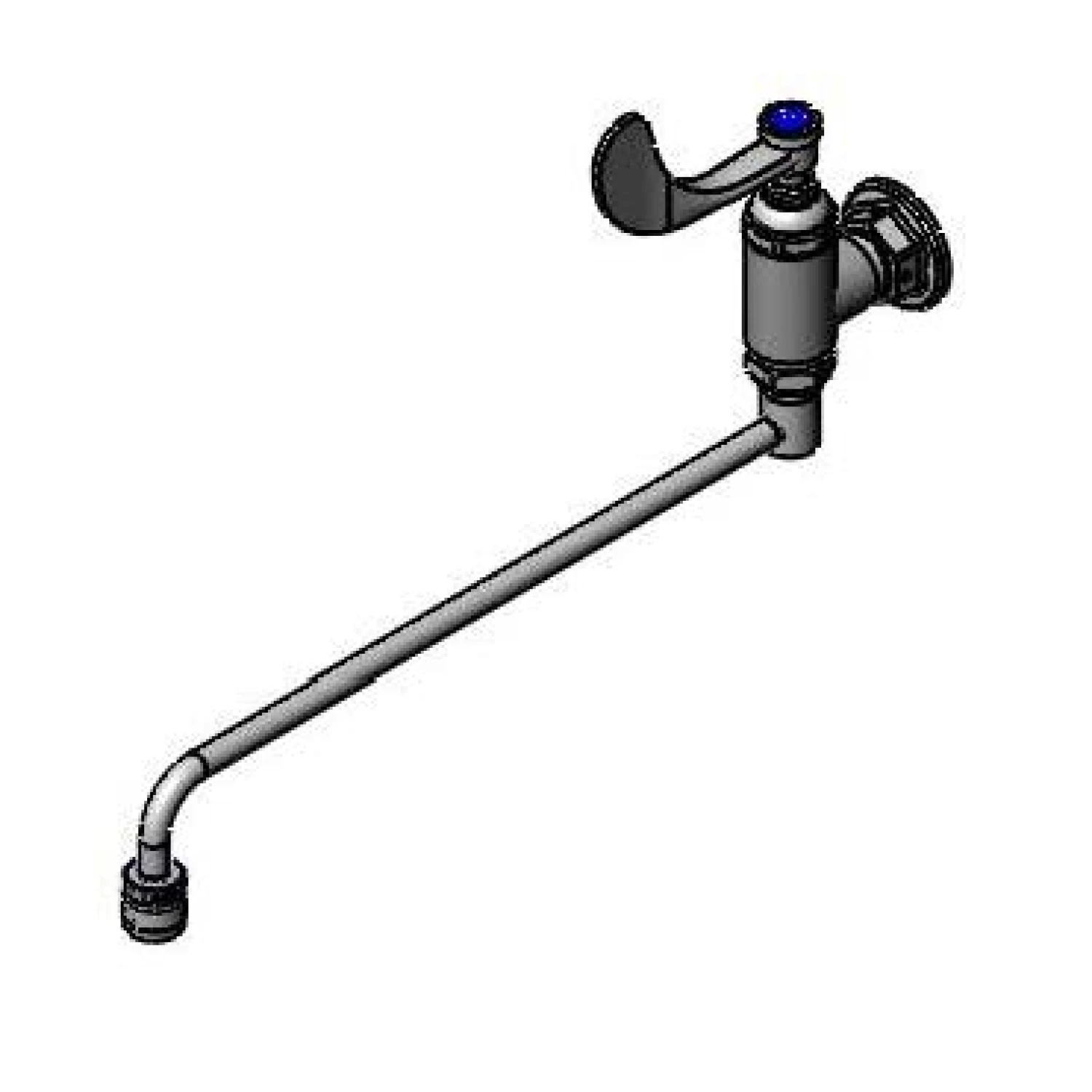 T&S Brass Range Faucet, Wall Mount, Aerator, 4" Handle, 1/2" BSPT Female Inlet, Slip Flange