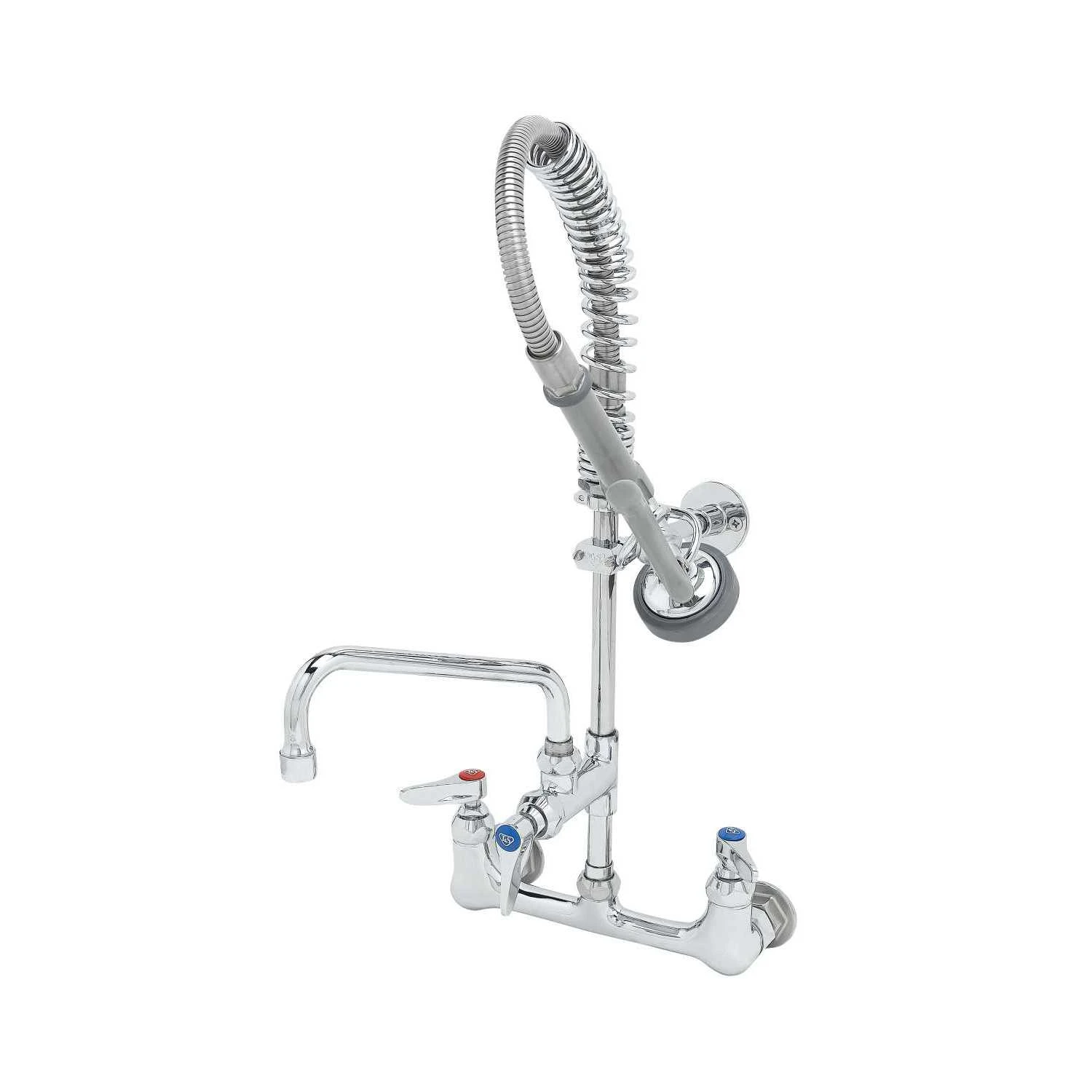 T&S Brass Mini-PRU: 8" Wall Mount, B-0107, 6" Swing Nozzle, Lever Handles, Wall Bracket