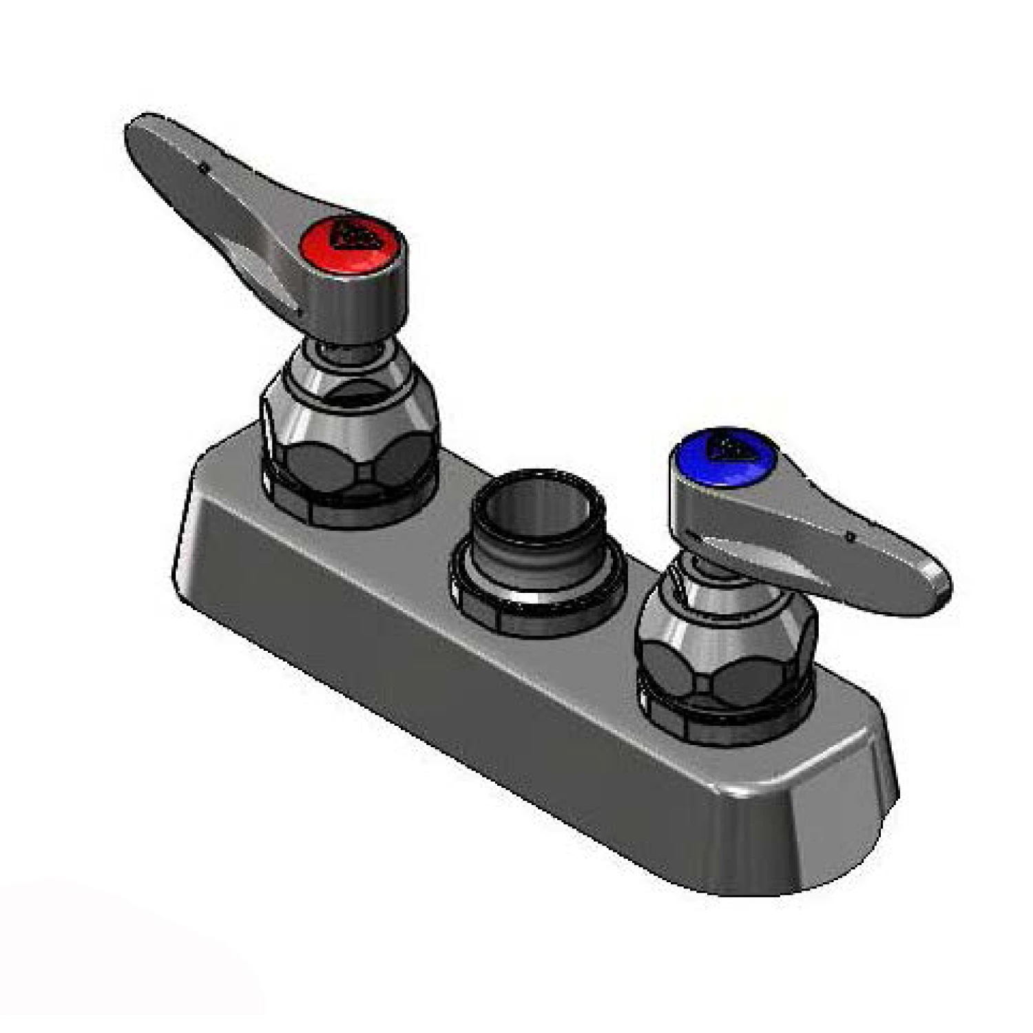 T&S Brass 4" Deck Mount Workboard PRU Base Faucet, Less Nozzle, SC-Eternas, Lever Handles