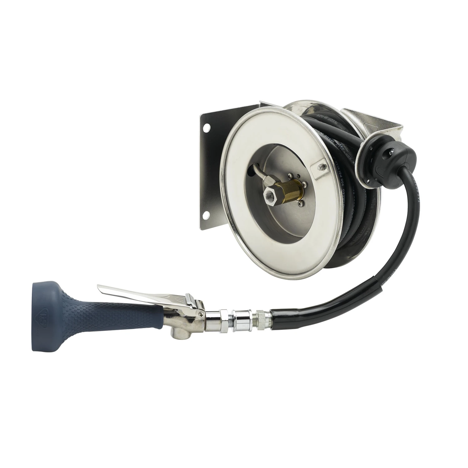 T&S Brass Hose Reel, Open, Stainless Steel, 3/8" ID x 12' Hose, B-0108-H Spray Valve