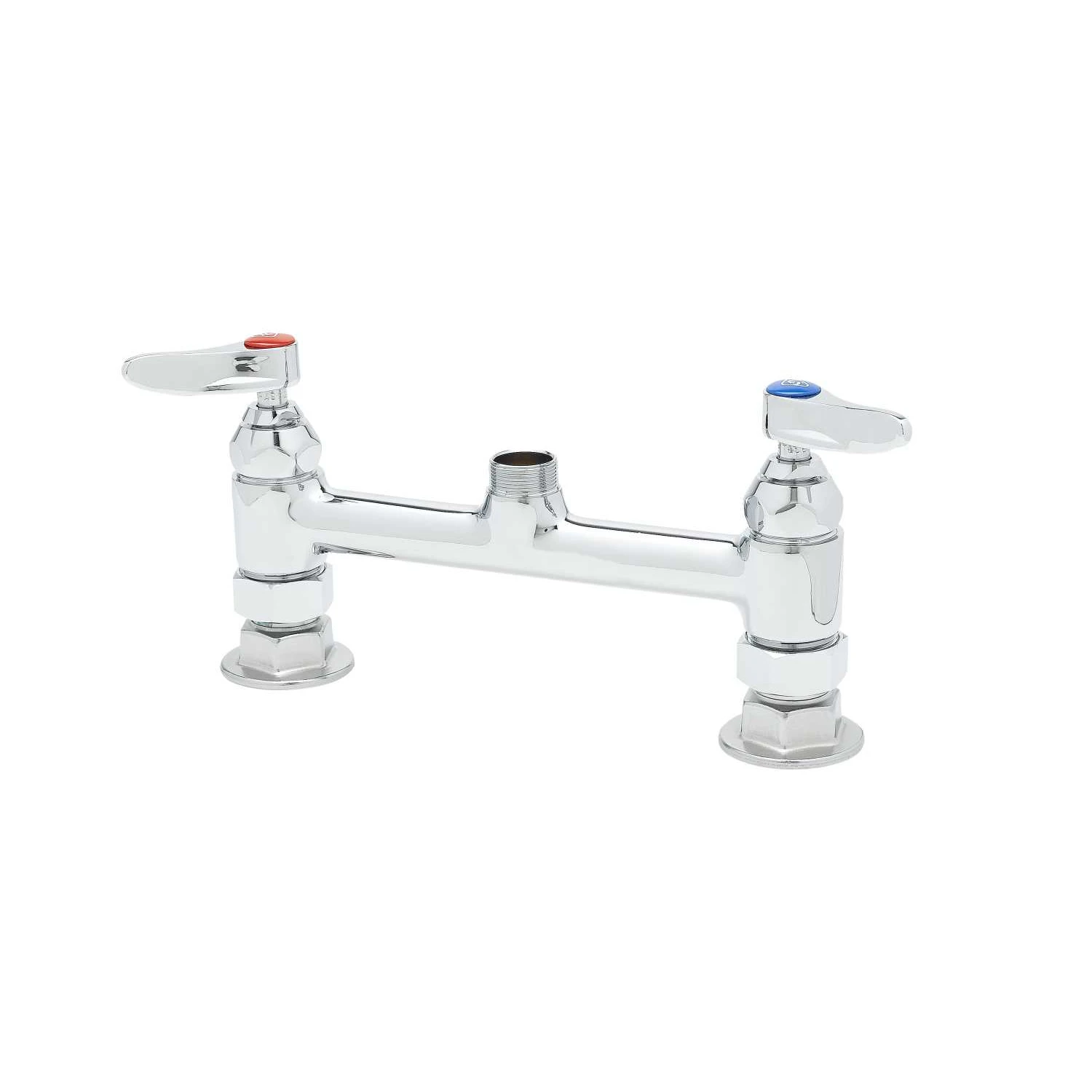 T&S Brass Double Pantry Swivel Base Faucet, Deck Mount, 8" Centers, Lever Handles, Less Nozzle