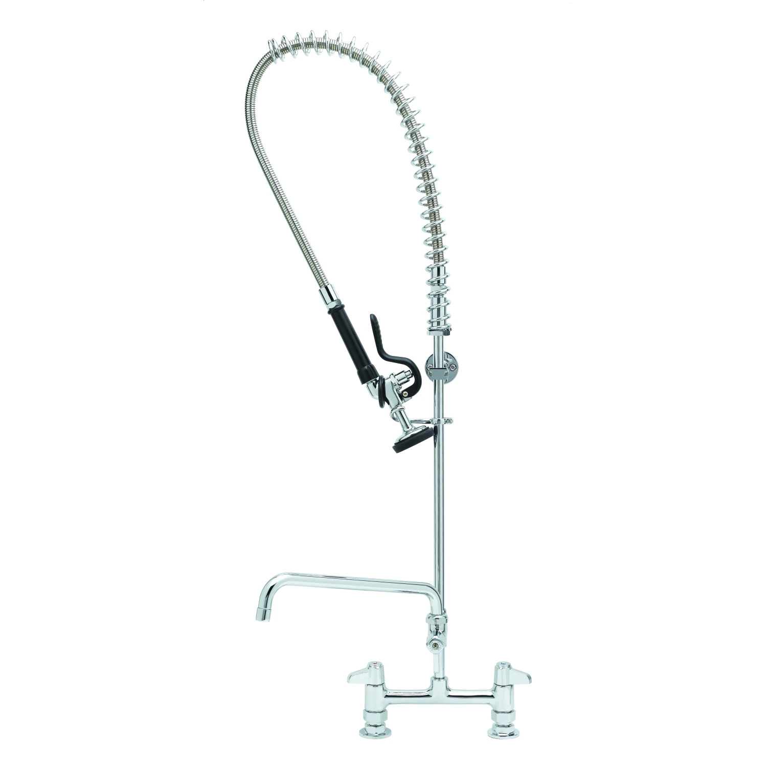 T&S Brass Pre-Rinse Unit, 8" Deck Mount, Add-On Faucet, 12" Swing Nozzle, 5SV Spray Valve