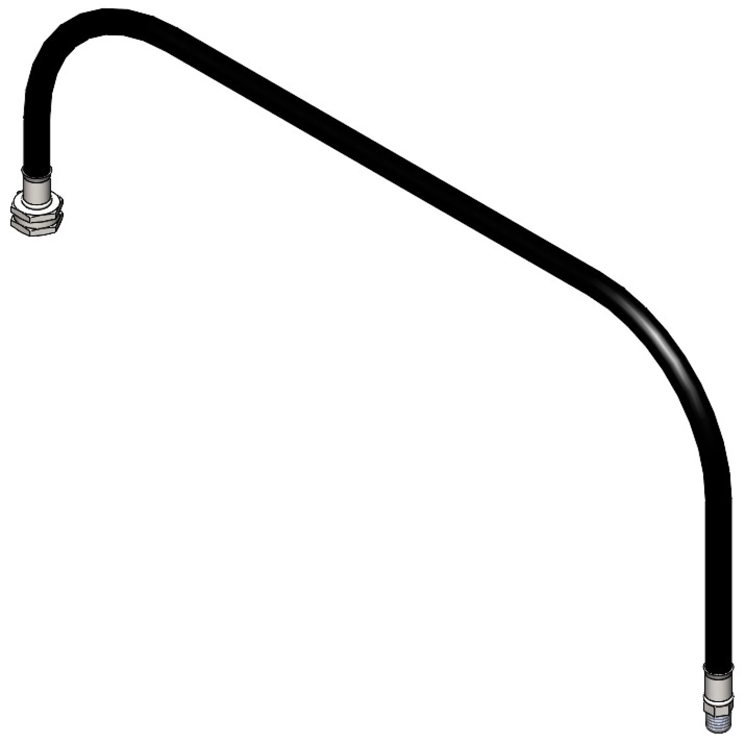 T&S Brass Black Connector Hose, 3/8"NPT Male x Swivel Coupling w/ GH Female Thread, 36" Length