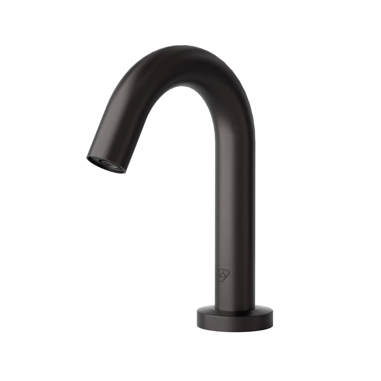 T&S Brass WaveCrest Gooseneck Sensor Lavatory Faucet, Single Hole Deck Mount, Matte Black, 0.5 GPM / 1.9 LPM VR Concealed Spray Device, EC-TMV Thermostatic Mixing Valve