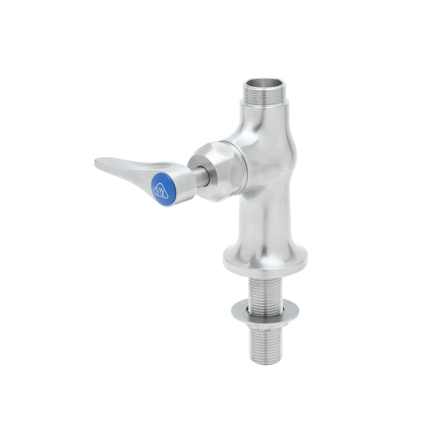 T&S Brass Stainless Steel Single Temperature Pantry Faucet, Deck Mount, Lever Handle, Cerama Cartridge, Less Nozzle