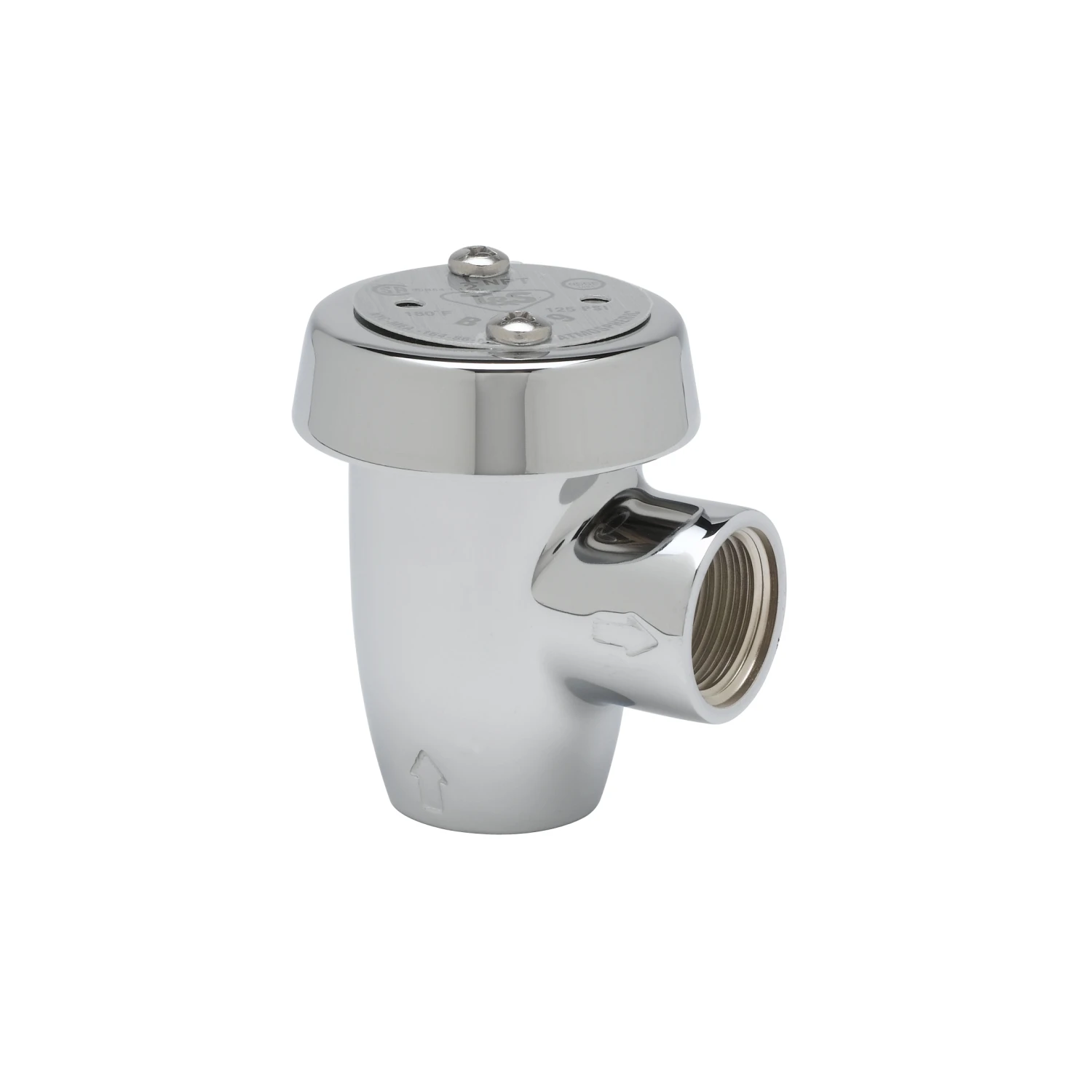 T&S Brass Vacuum Breaker, 1/2" NPT Inlet & Outlet, Atmospheric, Polished Chrome Finish