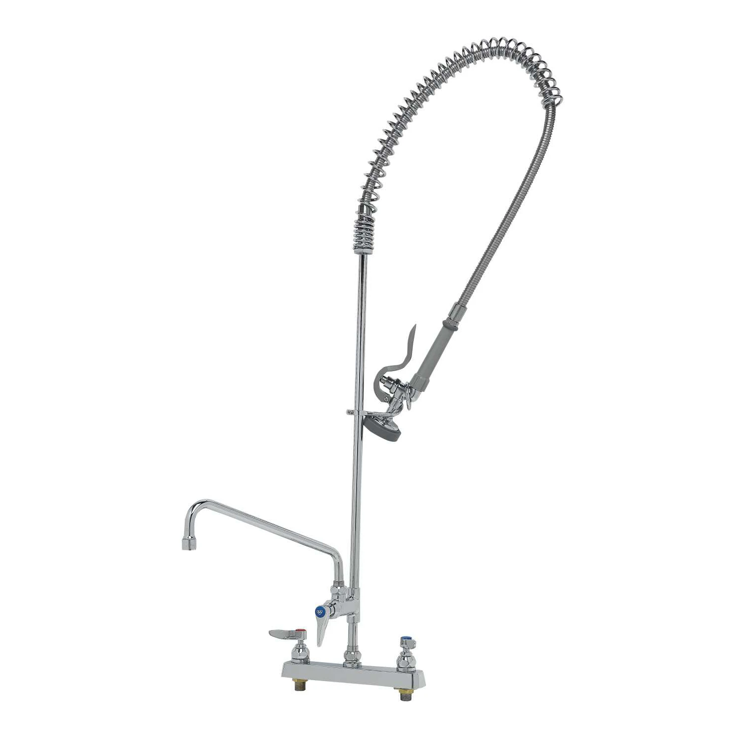 T&S Brass 8" Deck Mount Workboard Pre-Rinse unit W/Eterna, B-0107, 12" Add-On Faucet & Wall Bracket