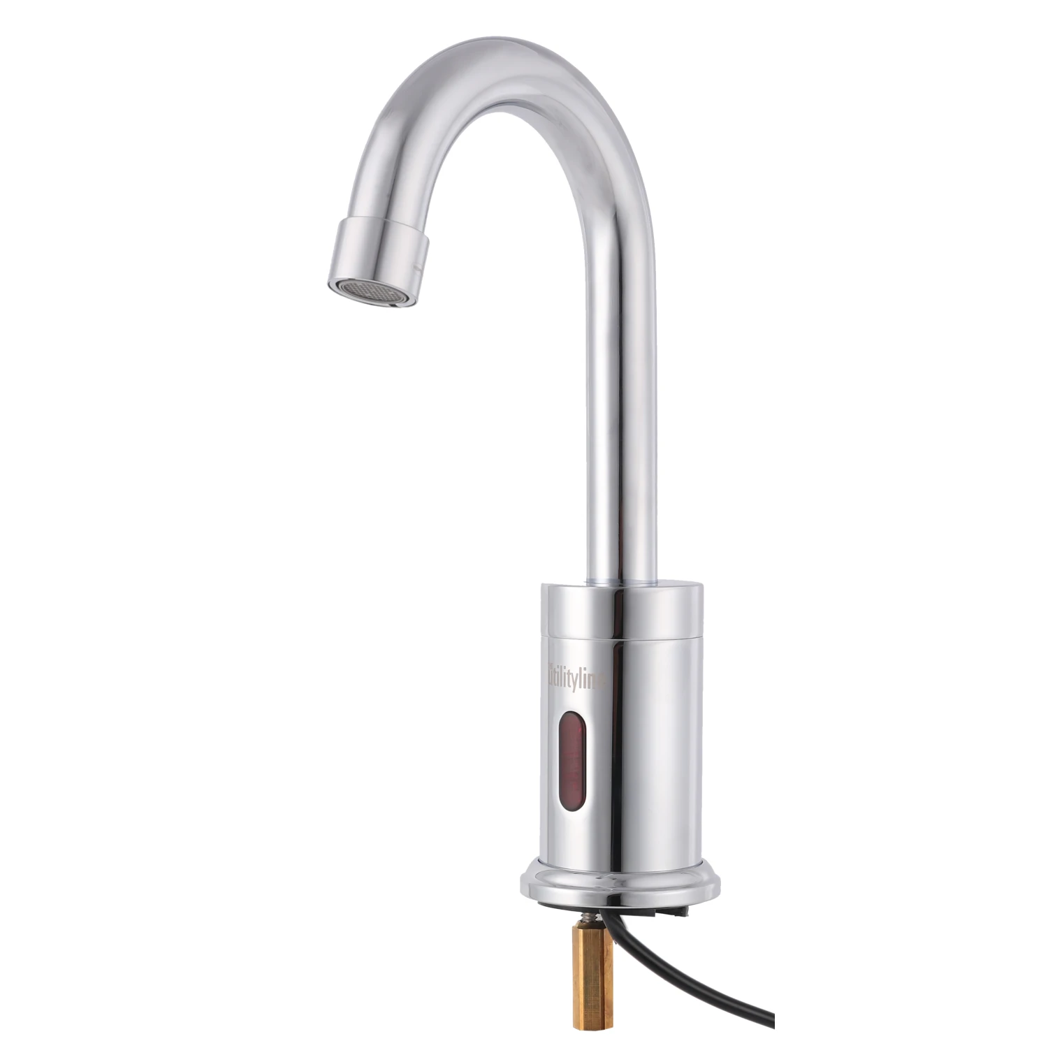 T&S Brass Single Temperature Sensor Faucet, Deck Mt, Gooseneck, VR 1.5 GPM Aerator, G1/2" Supply Hose