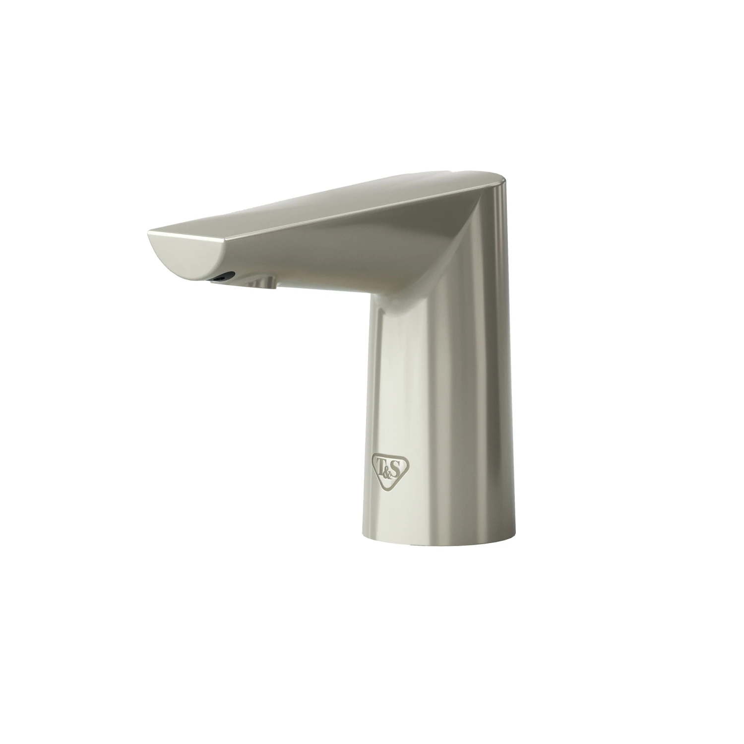 T&S Brass WaveCrest Electronic Sensor Lavatory Faucet, Single Hole Deck Mount, Brushed Nickel, 0.5 GPM / 1.9 LPM VR Concealed Spray Device and EC-TMV Thermostatic Mixing Valve