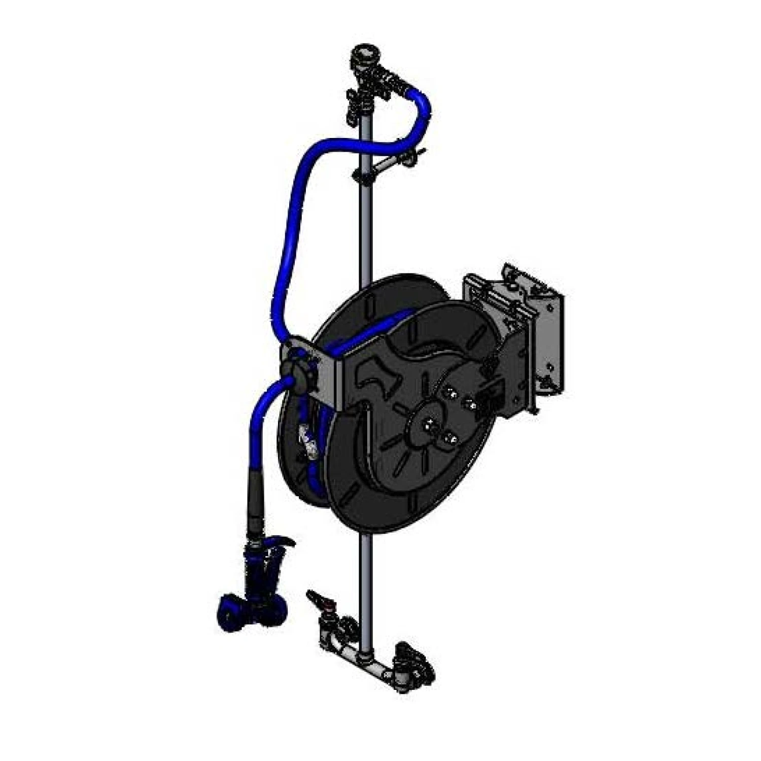 T&S Brass Hose Reel System, 1/2" ID x 50' Open SS Hose Reel, MV Water Gun, EasyInstall Bracket, CV-Ceramas, Vacuum Breaker