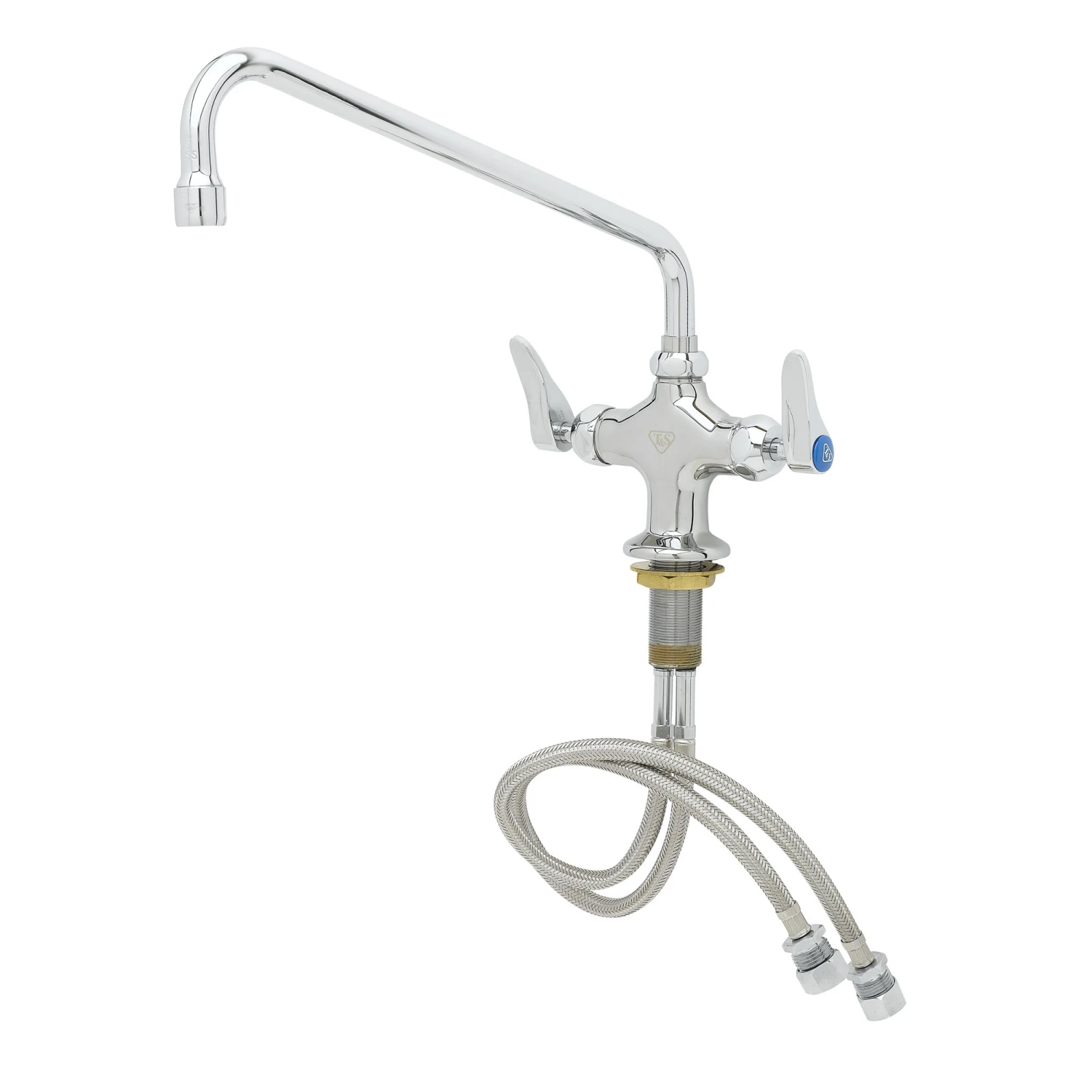 T&S Brass Double Pantry Faucet, Single Hole Base, 12" Swing Nozzle (062X), Cerama Cartridges