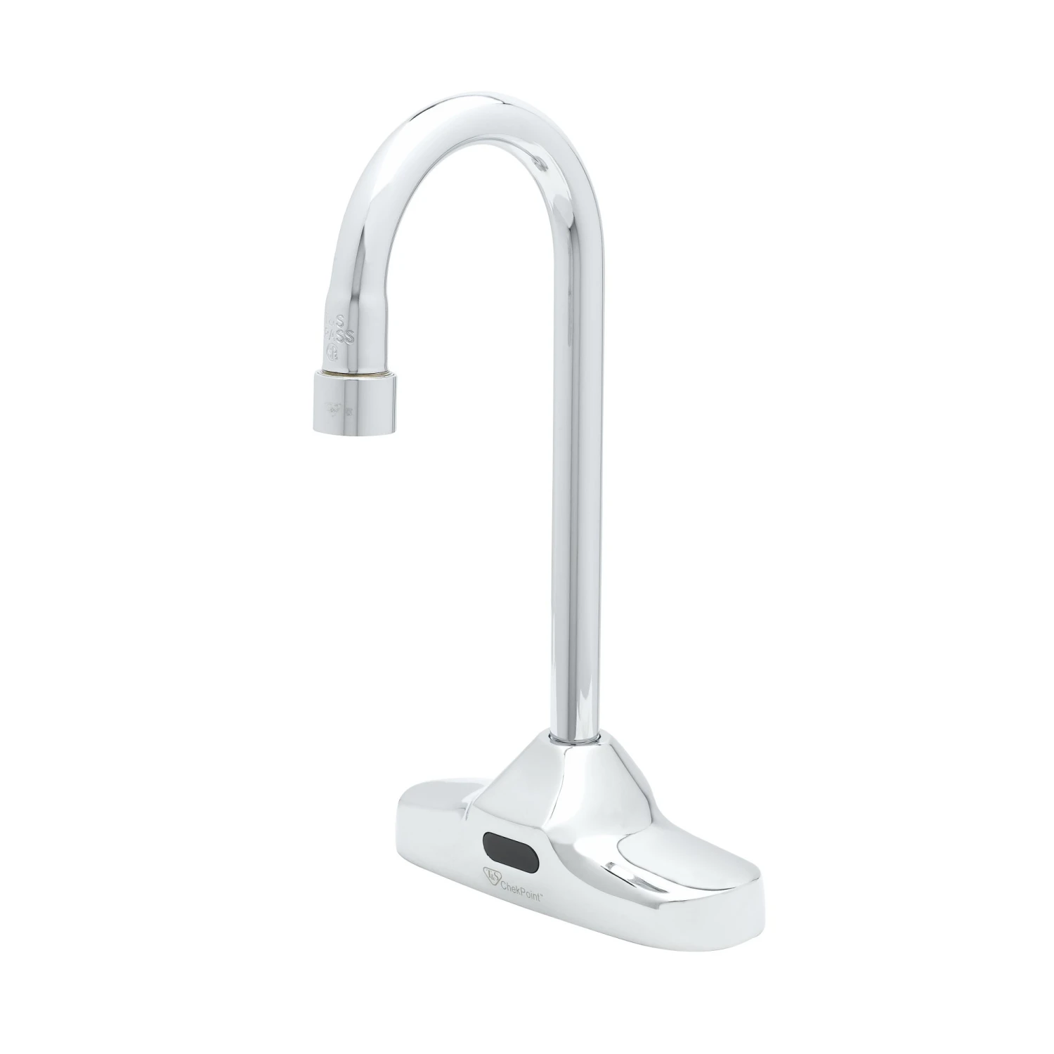 T&S Brass ChekPoint Sensor Faucet, 4" Deck Mount, 4-1/8" Rigid Gooseneck, 2.2 GPM VR Aerator (Two-Hole Installation Design)