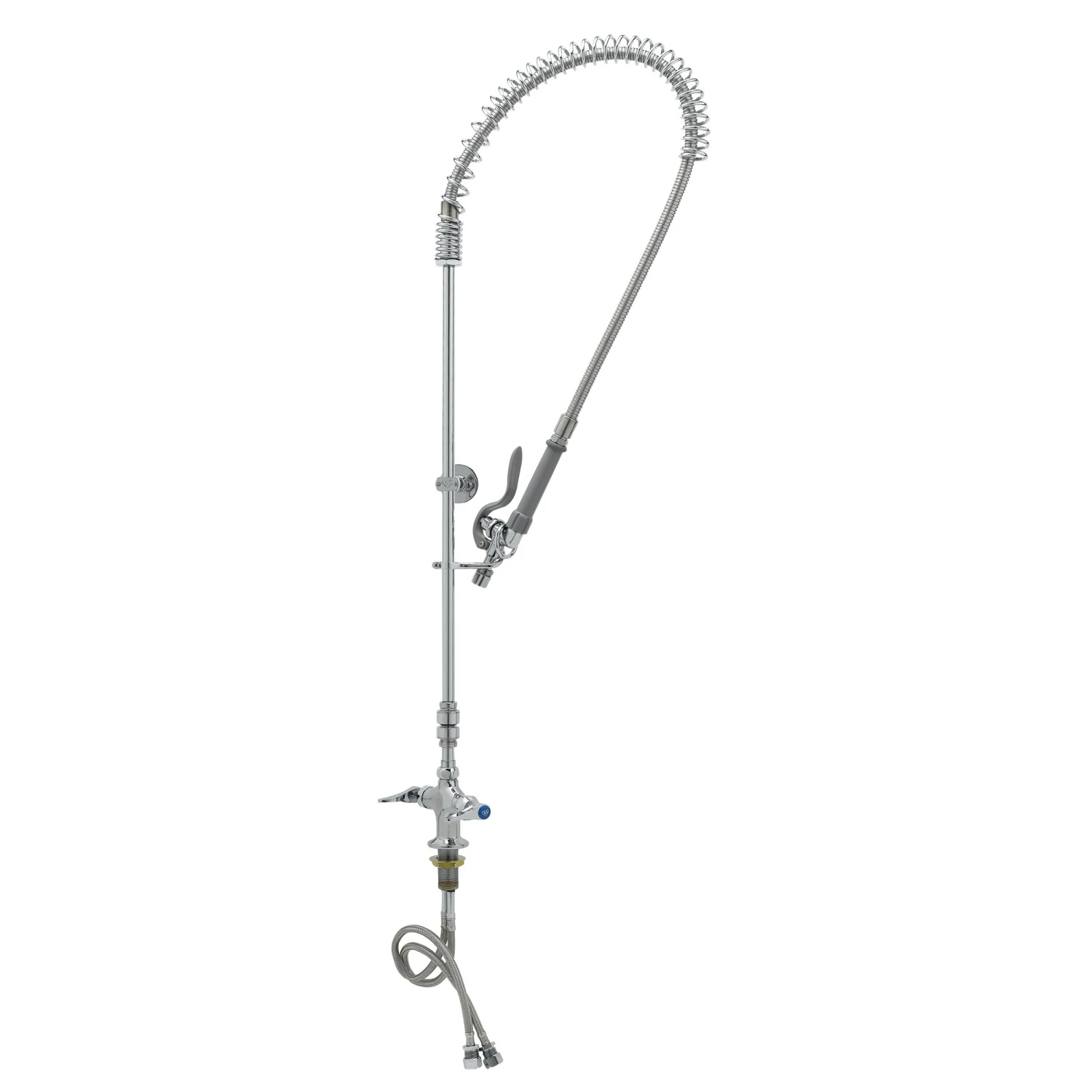 T&S Brass Single Deck Mount Vertical Glass Filler, Cerama Cartridges, Vacuum Breaker, B-0107-A Spray Valve & Wall Support