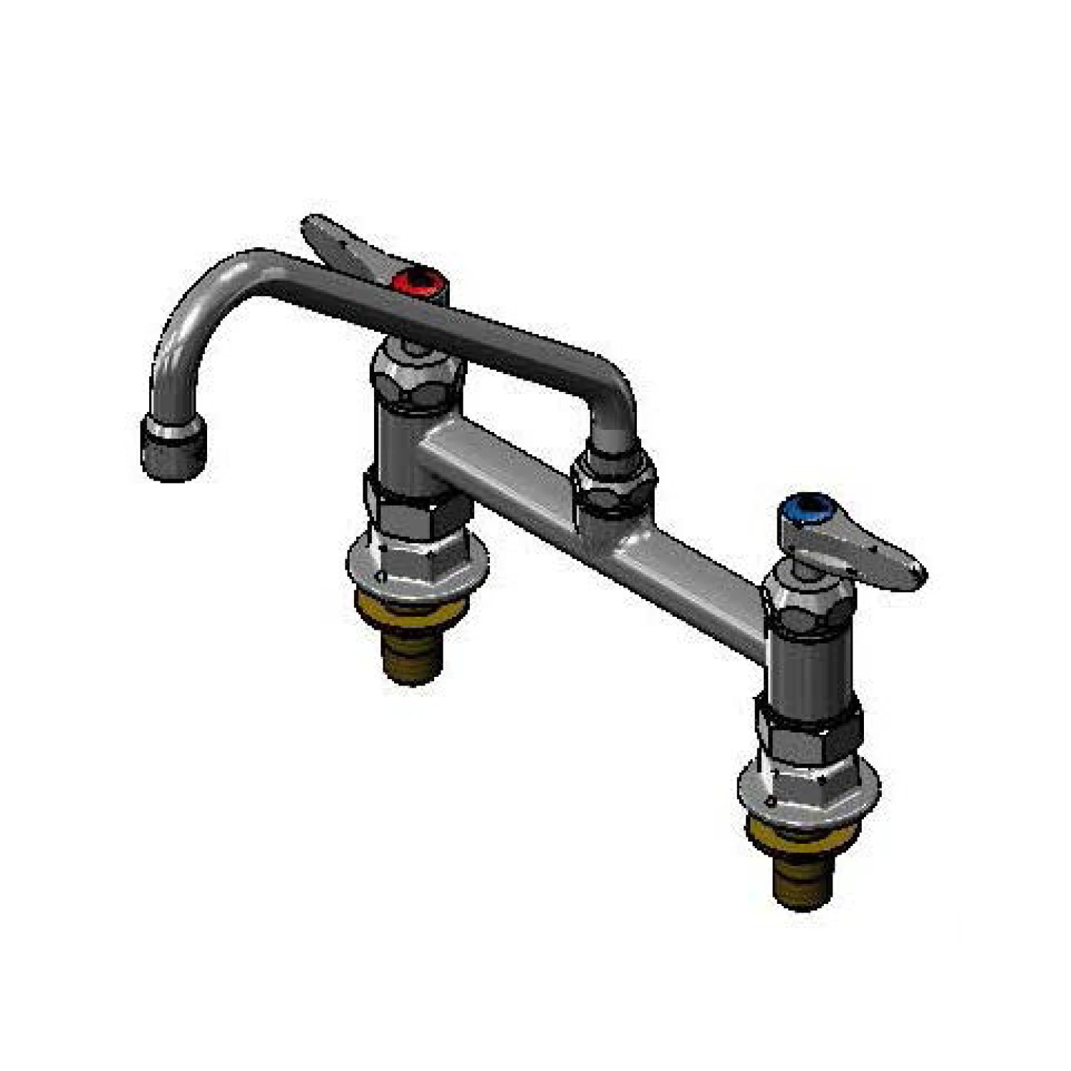 T&S Brass 8" Deck Mount Mixing Faucet, CV-Ceramas, 9" Swing Nozzle & Supply Nipple Kit
