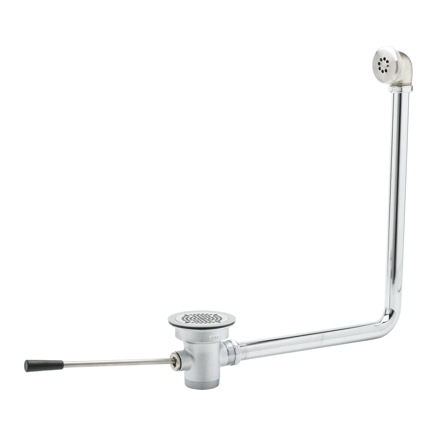 T&S Brass Waste Drain Valve, Short Lever Handle, 3" x 2" w/ Overflow & 1-1/2" Adapter