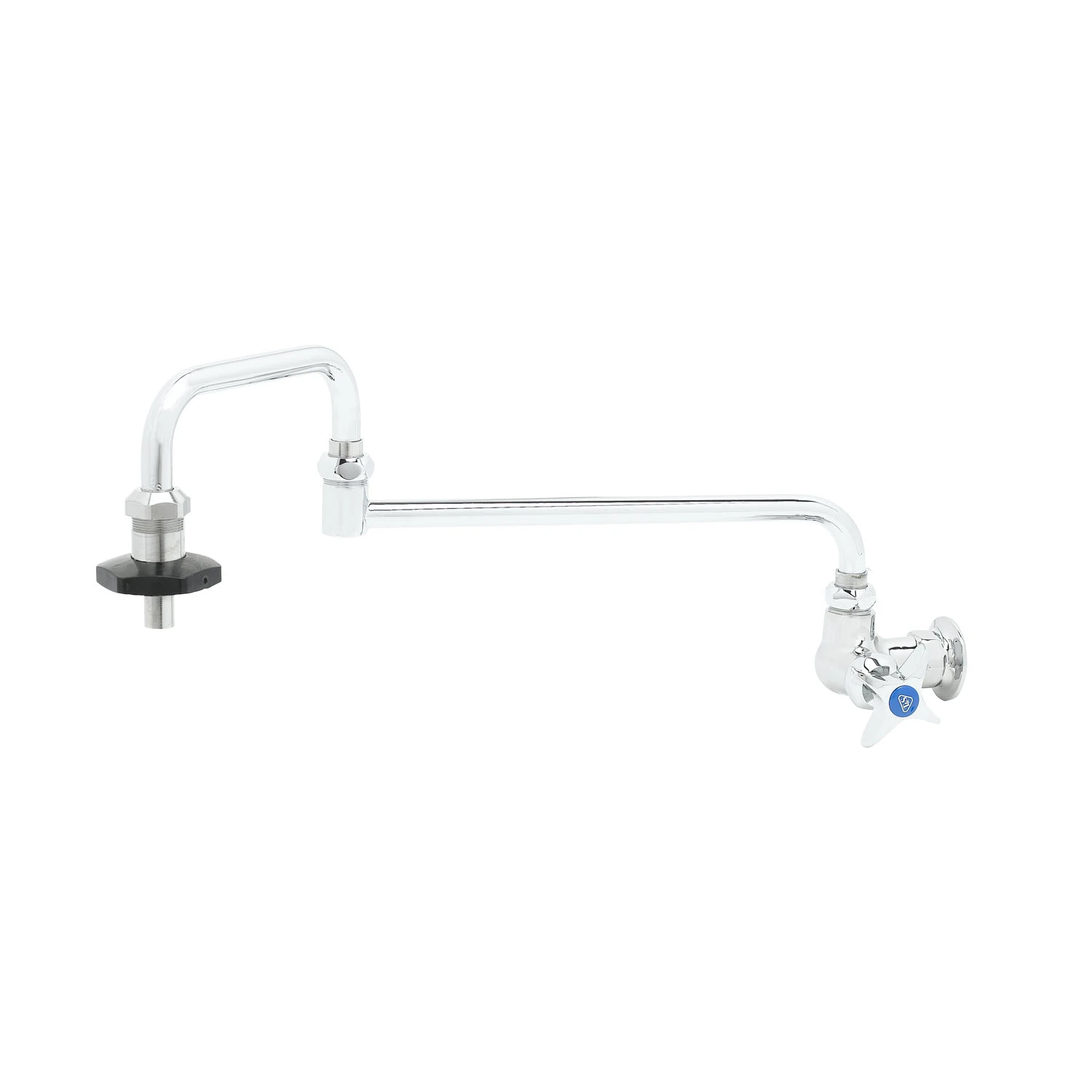 T&S Brass Pot Filler, Wall Mount, Single Control, Cerama, 18" Double-Joint Nozzle, Insulated On/Off