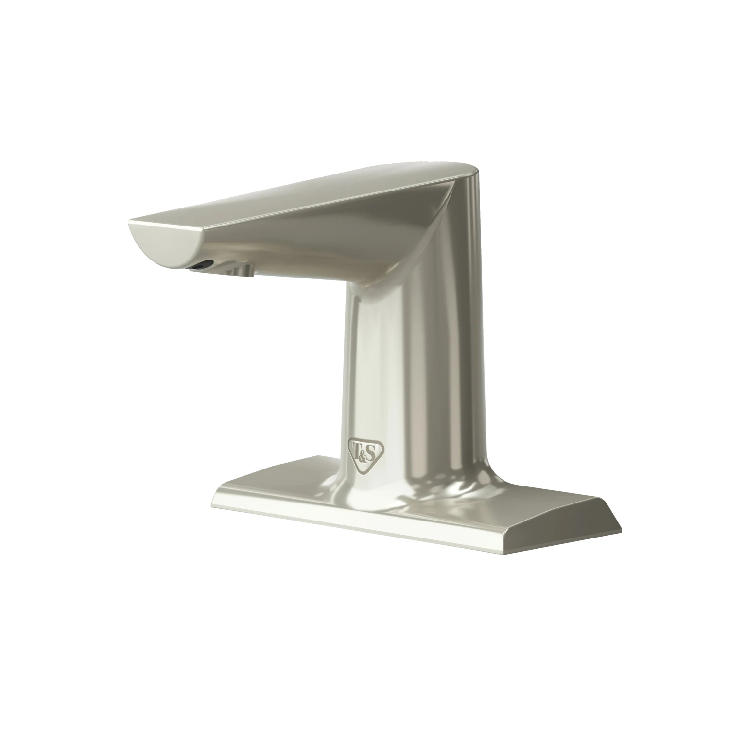 T&S Brass WaveCrest Electronic Sensor Lavatory Faucet, 4" Deck Mount, Brushed Nickel, 0.5 GPM / 1.9 LPM VR Concealed Spray Device