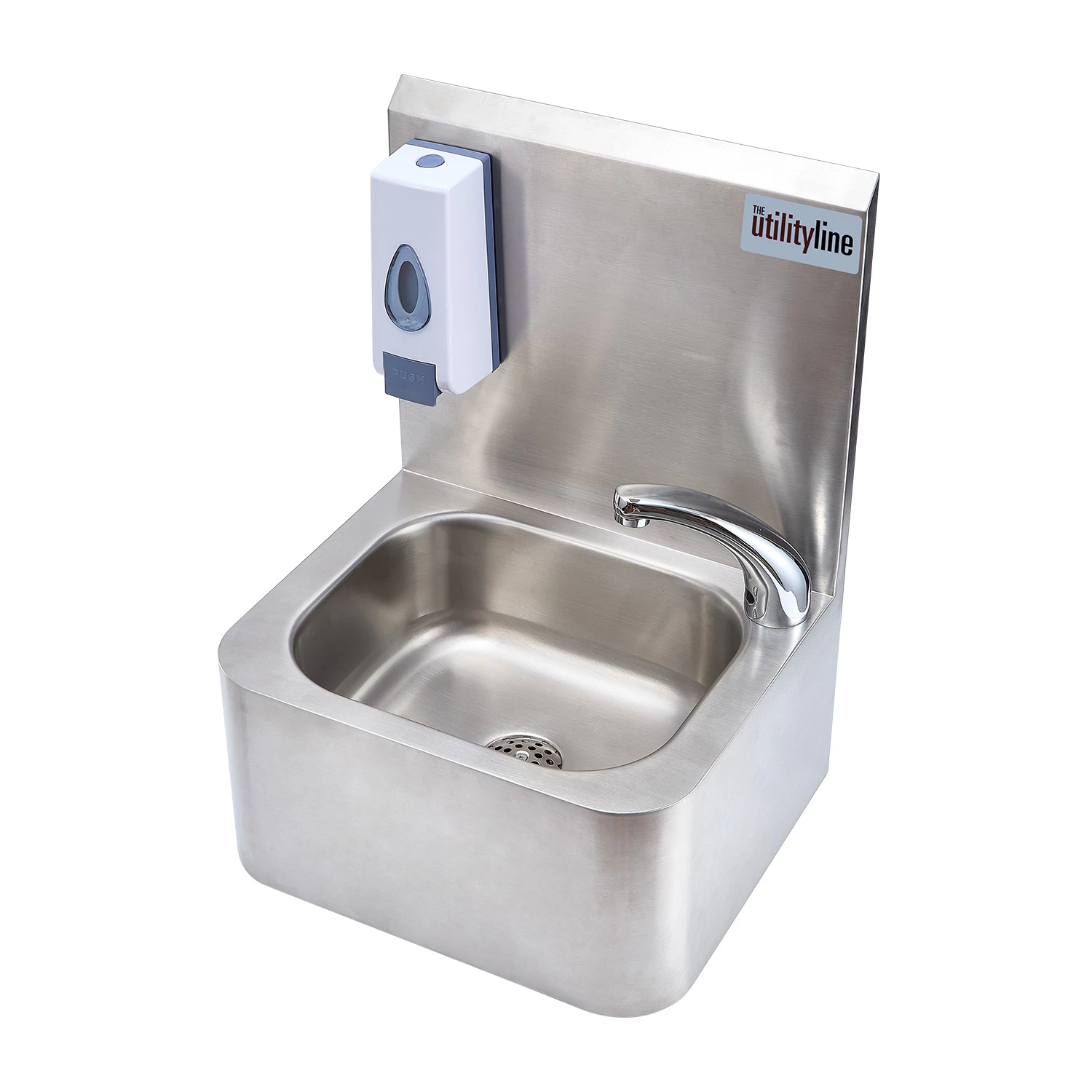 T&S Brass UtilityLine Handsink Assembly with Equip Electronic Faucet, Backsplash, Soap Dispenser & Drain Kit